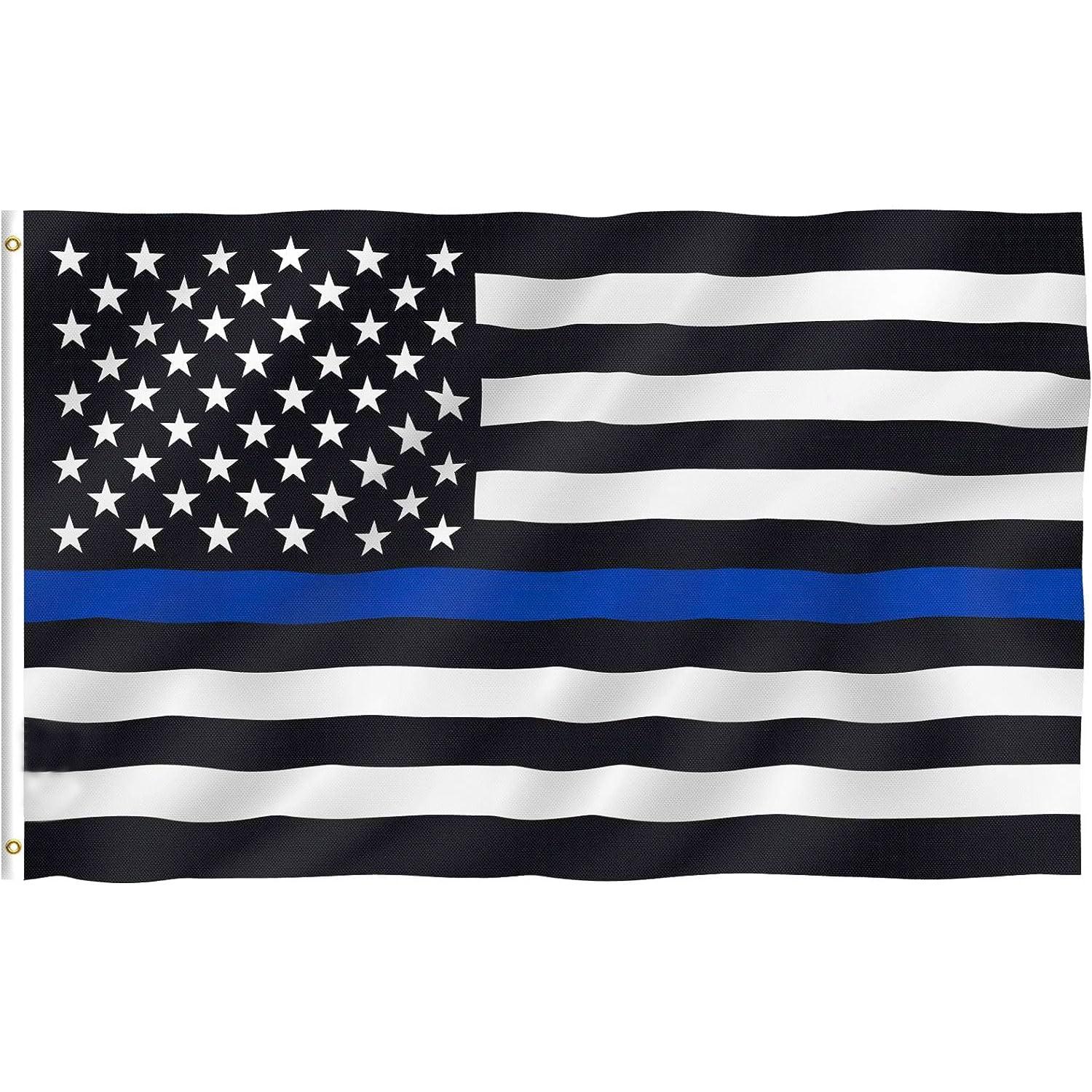 Thin Blue Line Flag United States Policeman Banner Polyester 3x5 Foot Flags Vivid Color and UV Fade Resistant Flag Outdoor Banner
