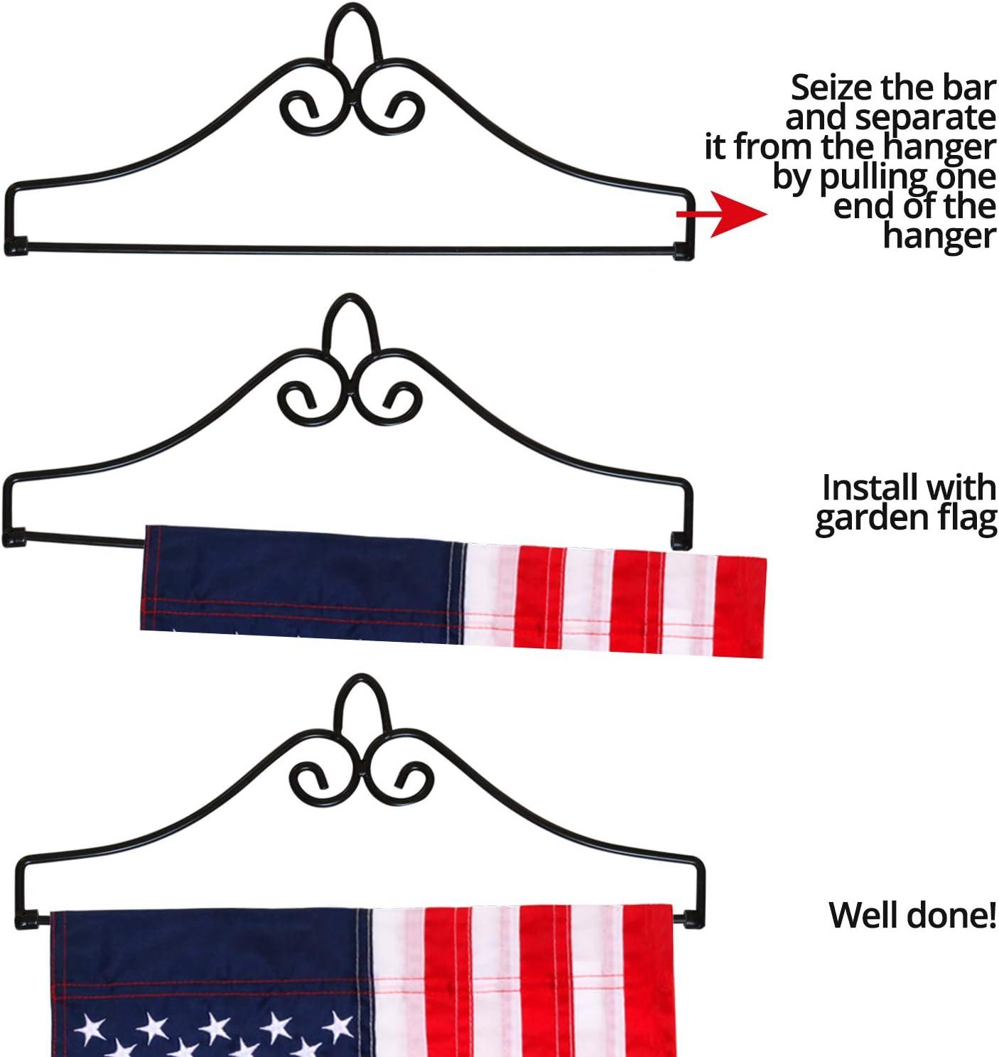 Anley Wrought Iron Garden Flag Hanger - Garden Banner Holder Detached to Use - Rust Resistant & Black Matte Coating