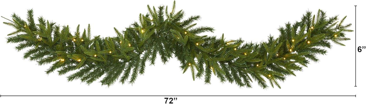 6ft Green Pine Artificial Christmas Garland with Clear LED Lights