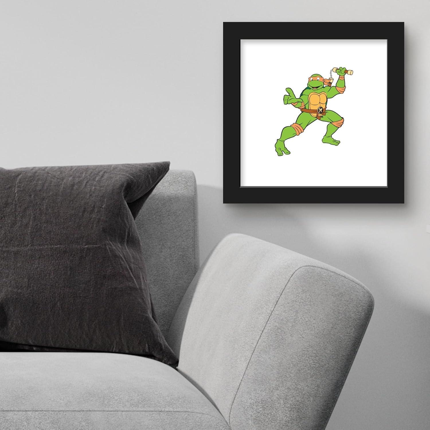 Gallery Pops Nickelodeon Teenage Mutant Ninja Turtles - Michelangelo Wall Art, Black Framed Version, 12" x 12"