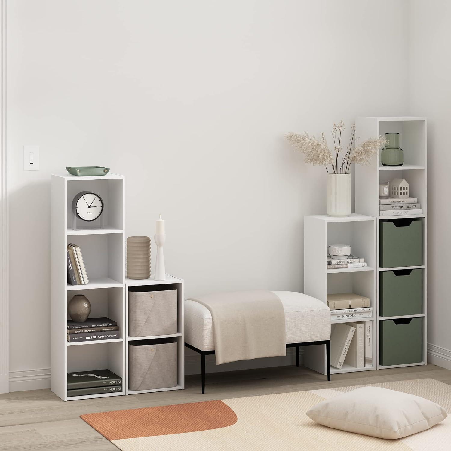 Furinno Pasir 4-Tier Open Shelf Bookcase, White