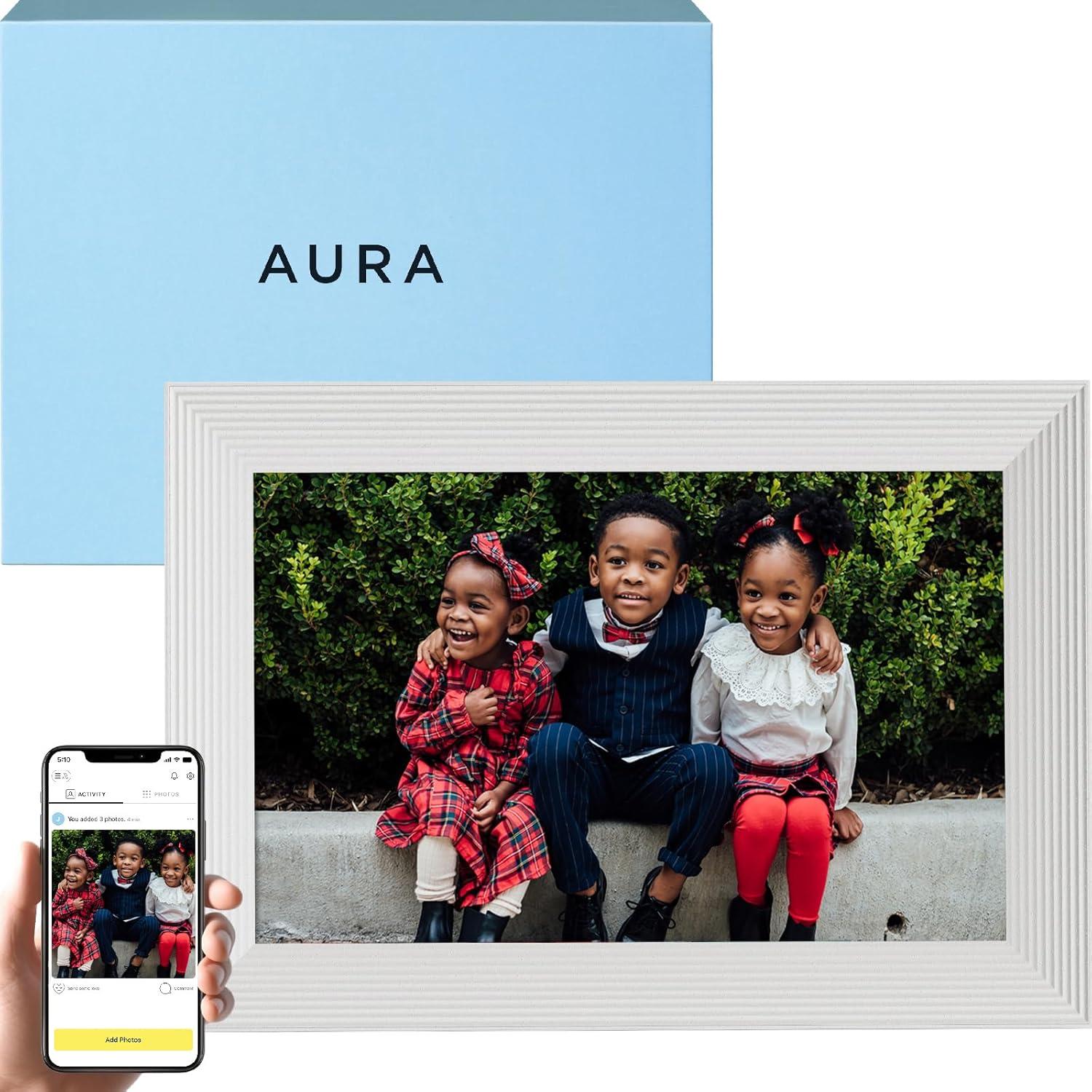 Aura Home 10.1" Carver Sea Salt Digital Photo Frame: Wi-Fi Enabled, 1280x800 LCD, No Battery Required