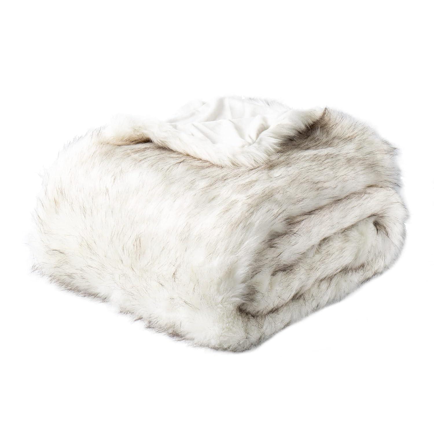 Battilo Luxury White Faux Fur Blanket,Thick Warm Decorative Throw Blankets, Fluffy Fur Throw Blanket for Couch,Living Room Decor,51"x67"