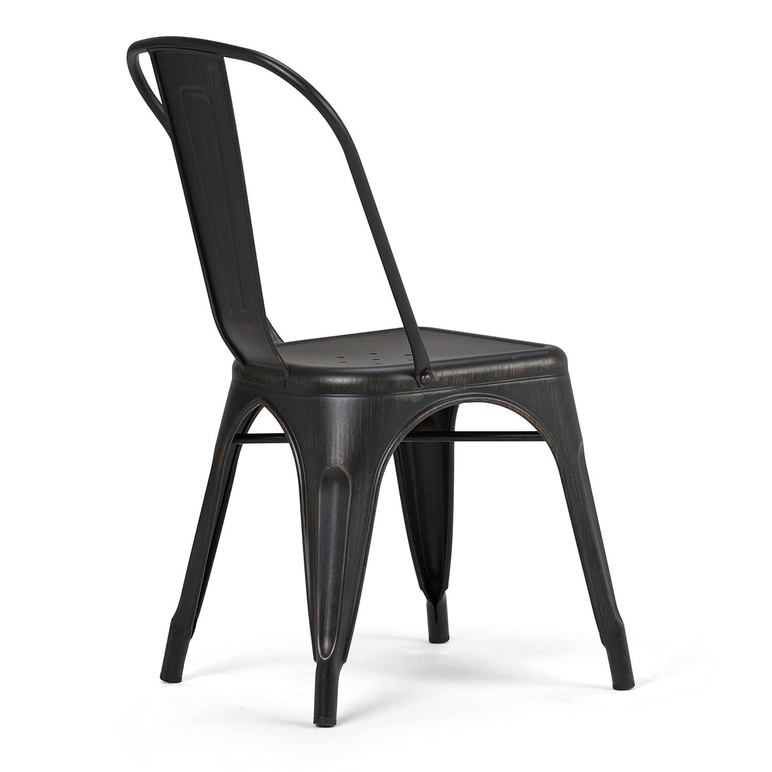 Simpli Home Fletcher Industrial Iron Dining Chair with Stackable Design and Protective Rubber Caps (Set of 2) (Set of 2)