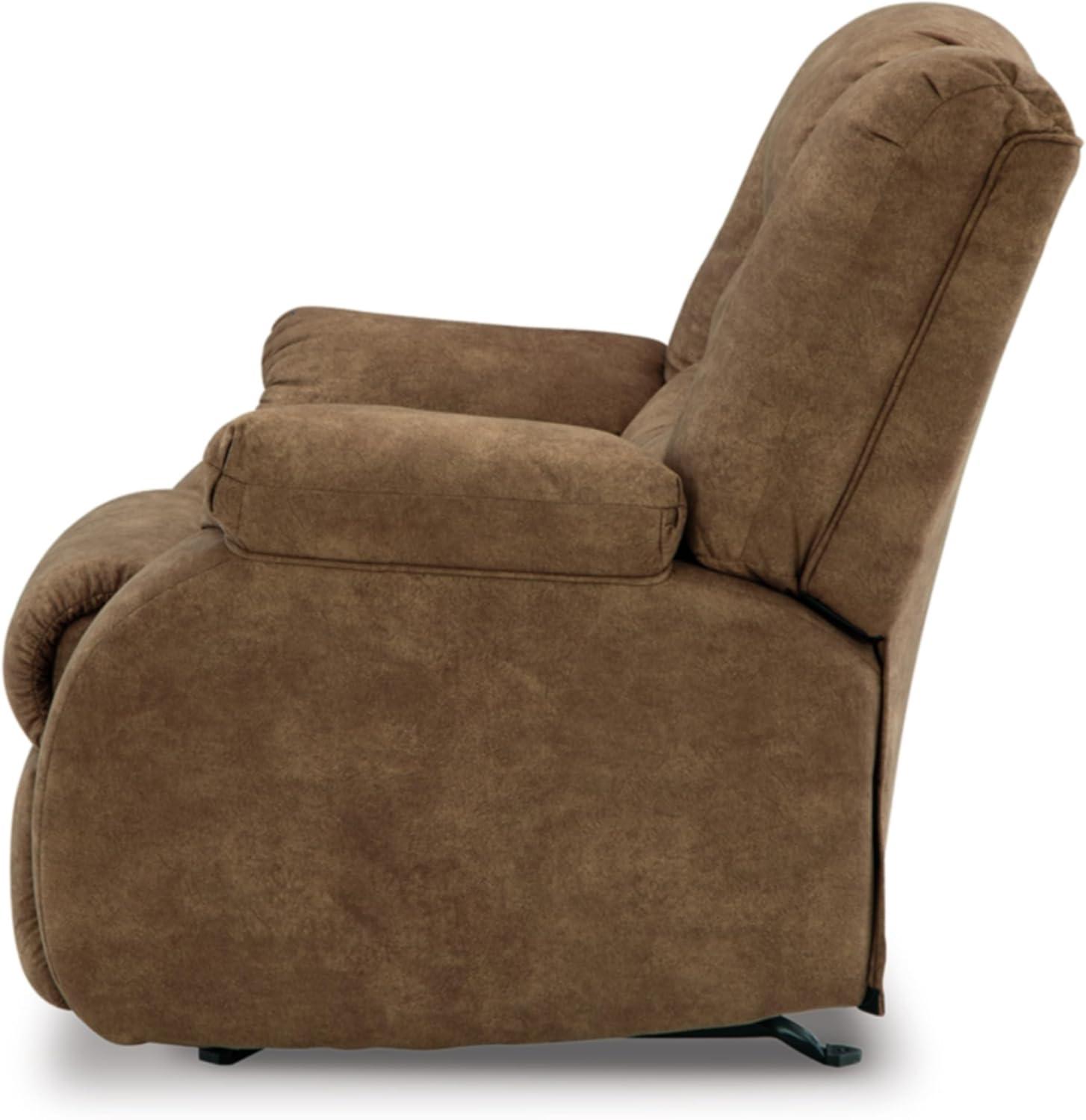 Contemporary Warm Brown Faux Leather Metal Recliner Chair