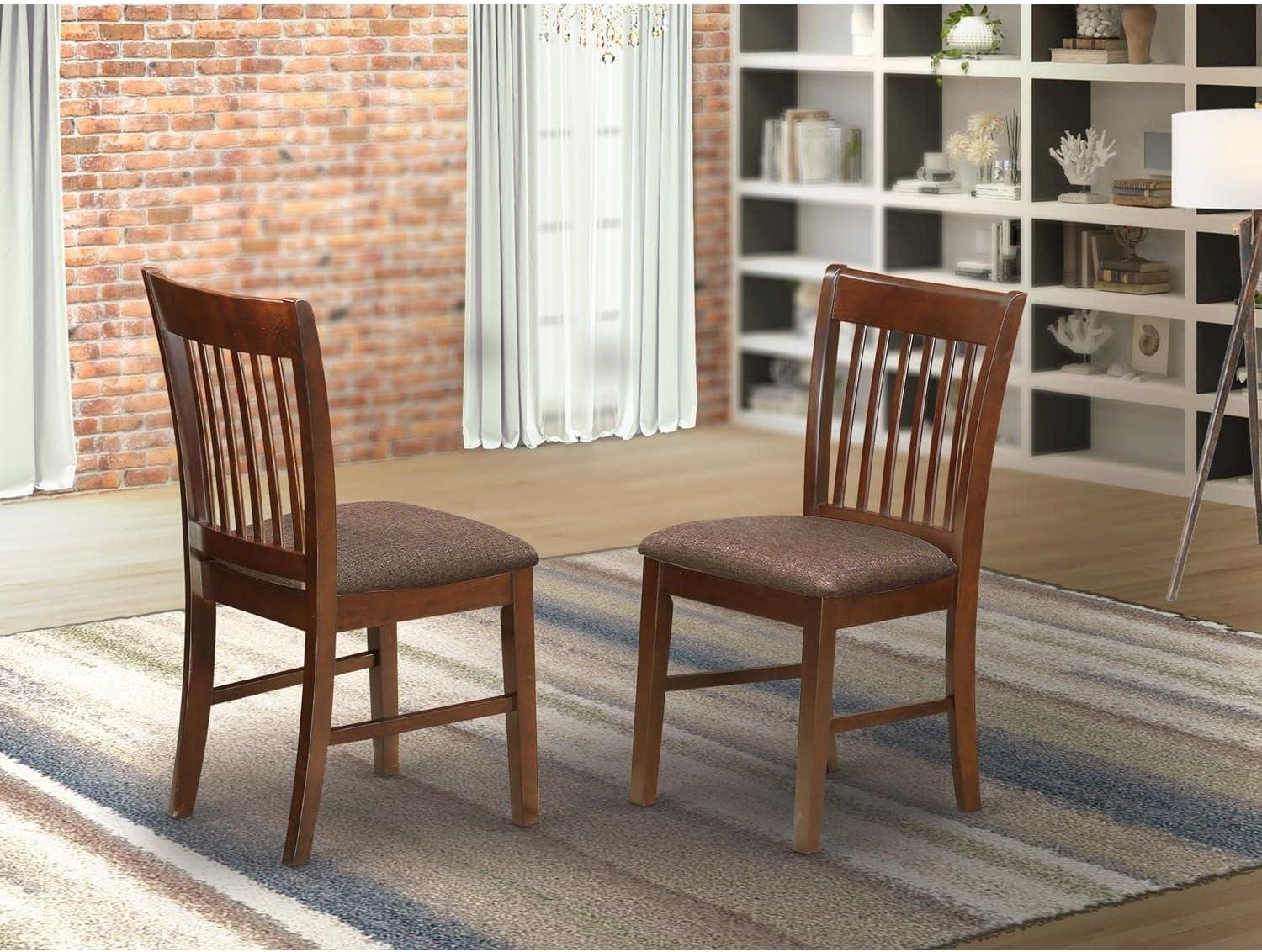 Norfolk Linen Upholstered Wooden Side Chair with Slat Back, Brown