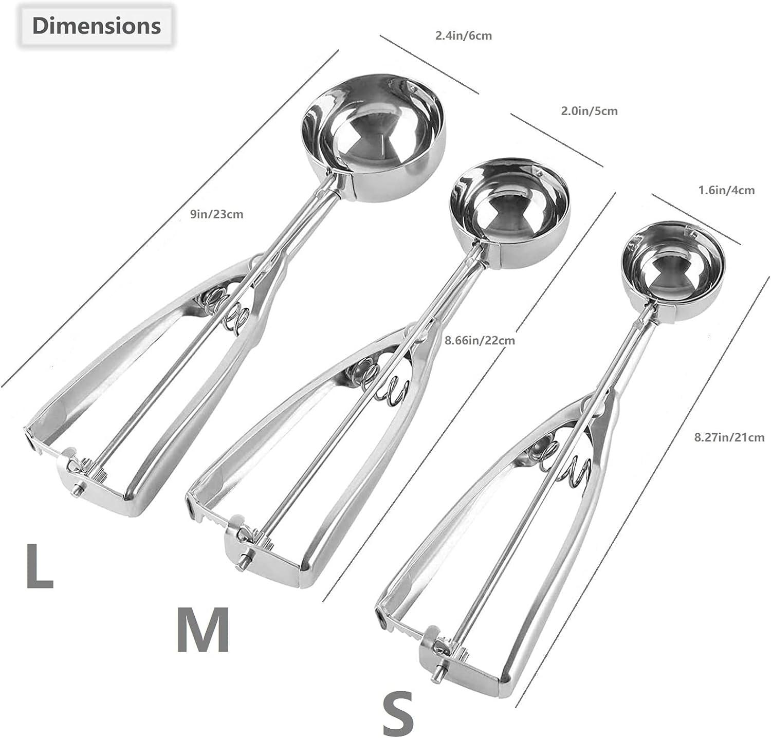 Stainless Steel Ice Cream and Cookie Scoop Set with Trigger Release