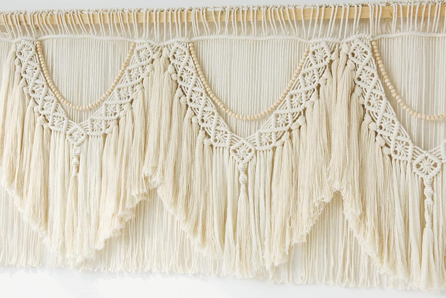 Extra Large Off-White Cotton Macrame Wall Hanging