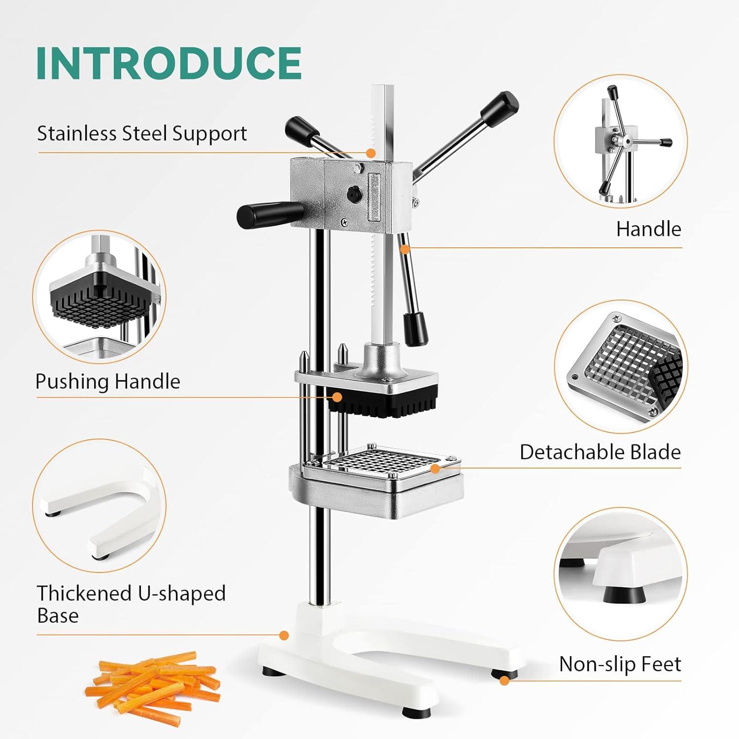 Commercial Manual Stainless Steel Vegetable and French Fry Chopper with 3 Blades