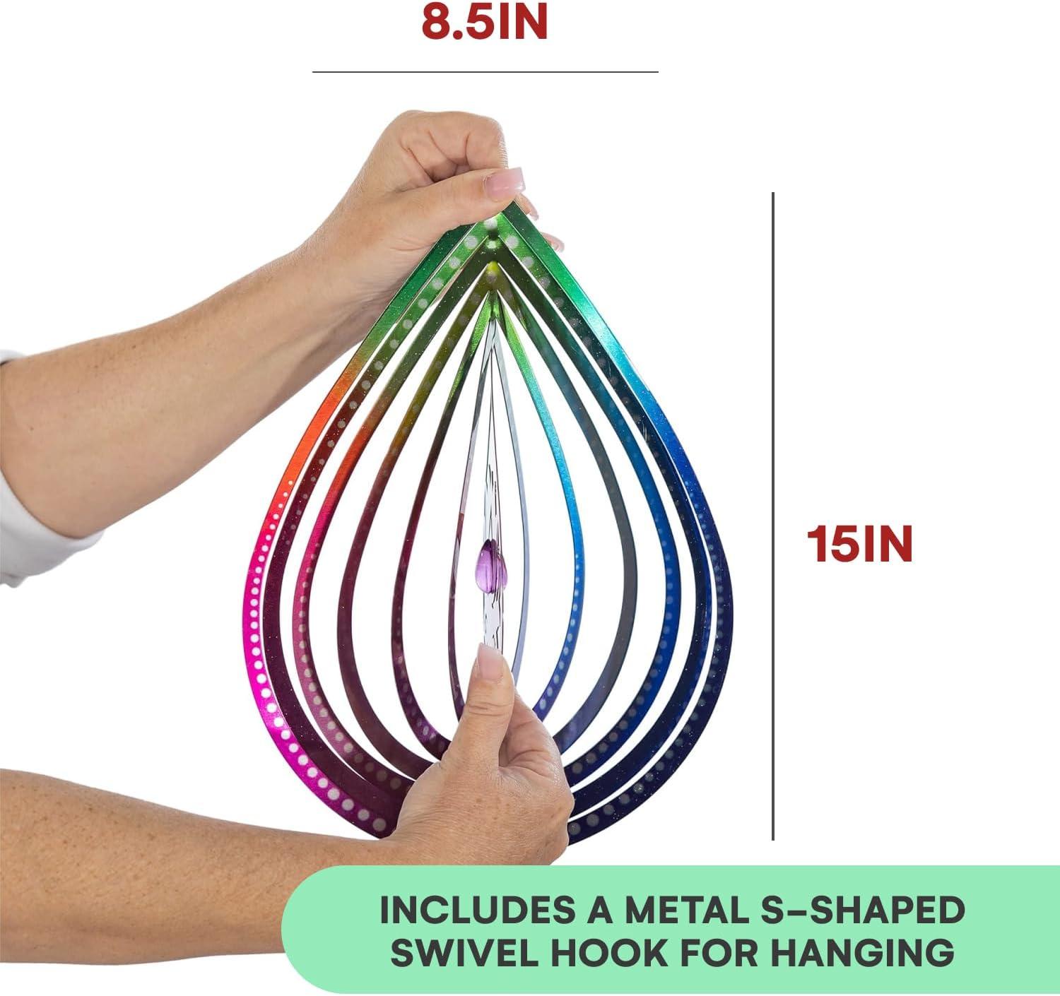 VP Home Lotus Teardrop Kinetic 3D Metal Outdoor Garden Decor Wind