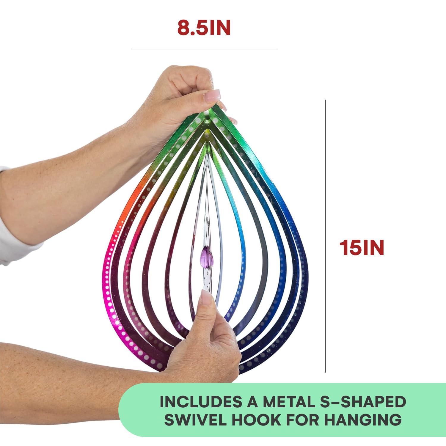 VP Home Lotus Teardrop Kinetic 3D Metal Outdoor Garden Decor Wind