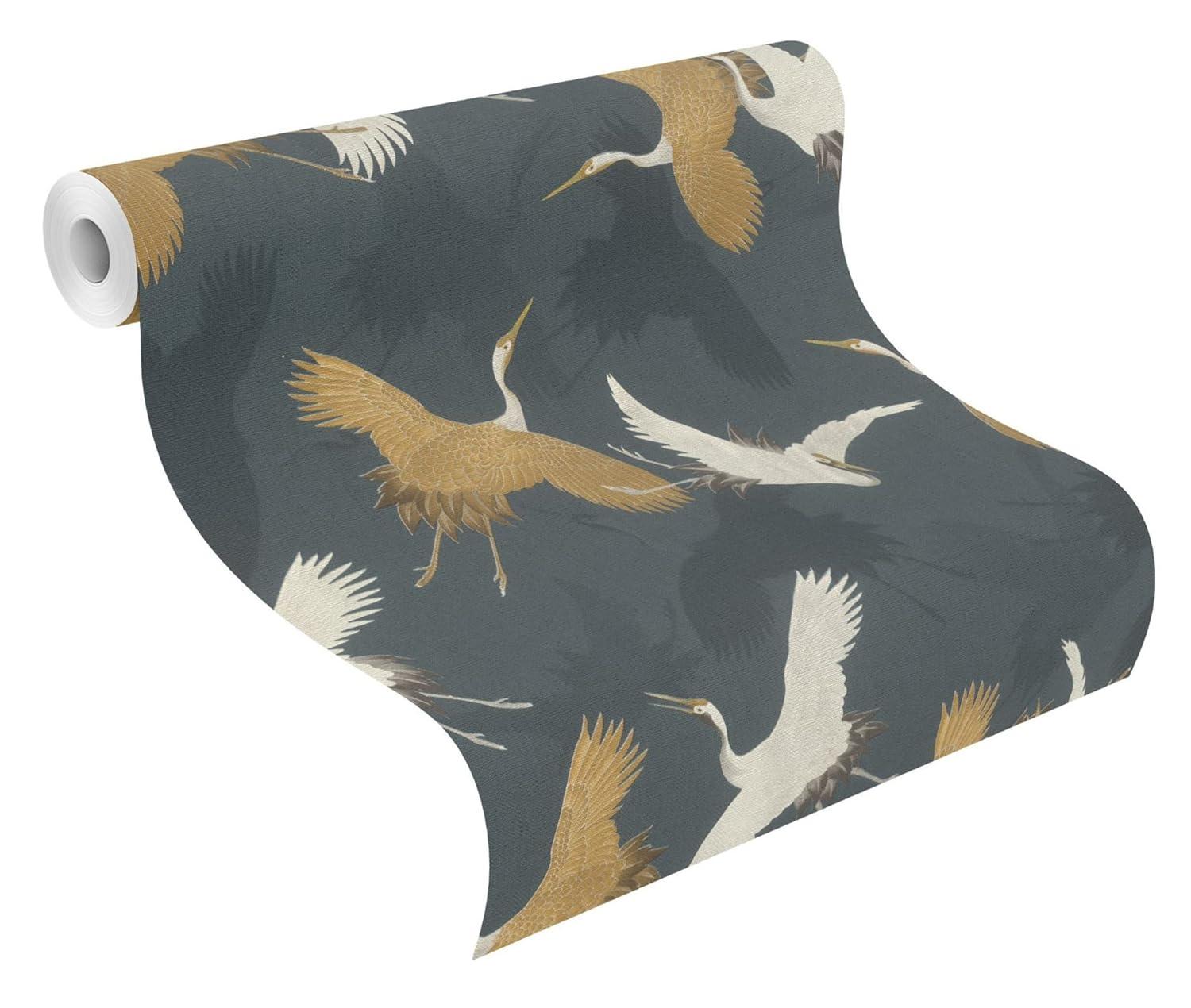 Advantage Kusama Dark Blue Crane Wallpaper