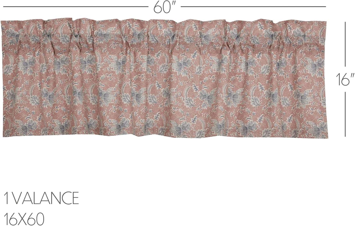 VHC Brands Kaila Country Cottage Vintage Floral Kitchen Curtain Valance 16x60
