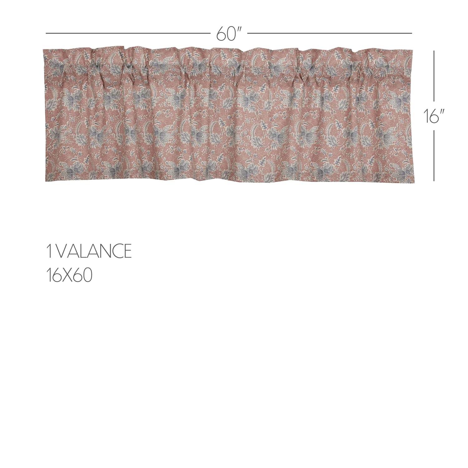 VHC Brands Kaila Country Cottage Vintage Floral Kitchen Curtain Valance 16x60