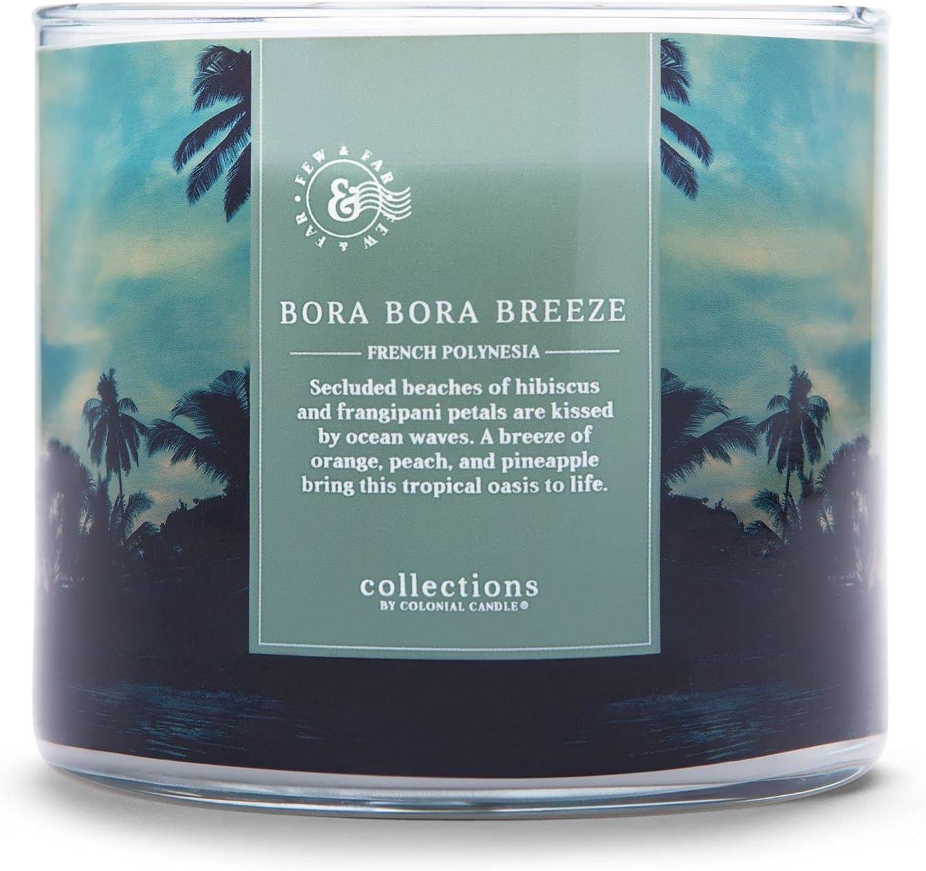 Colonial Candle Bora Bora Breeze Scented Jar Candle, Travel Collection, 3 Wick, Blue, 14.5 oz - Up to 60 Hours Burn