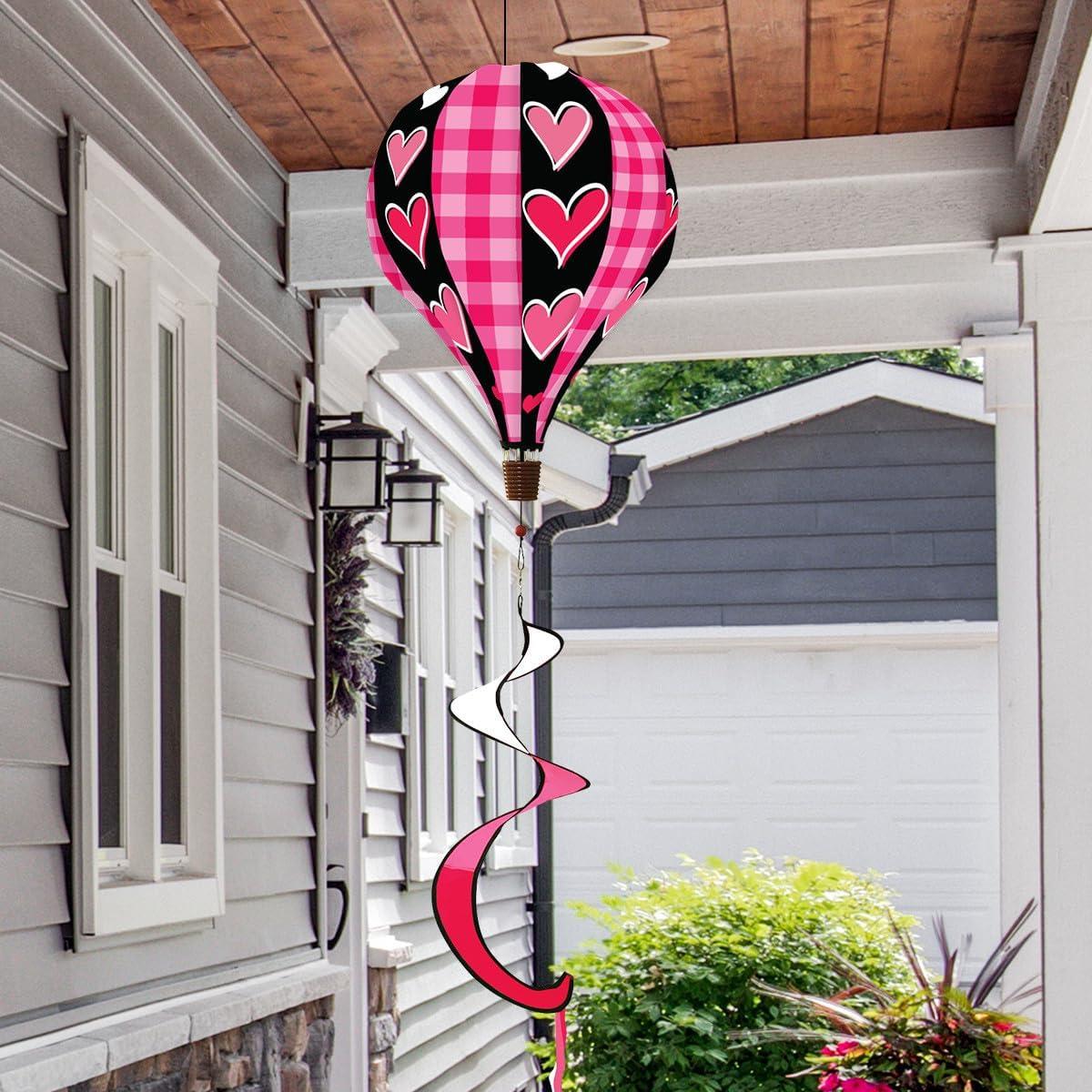 Briarwood Lane Valentineu2019s Hot Air Balloon Windsock Wind Twister 54x12 Hearts Deluxe For Valentineu2019s Balloon