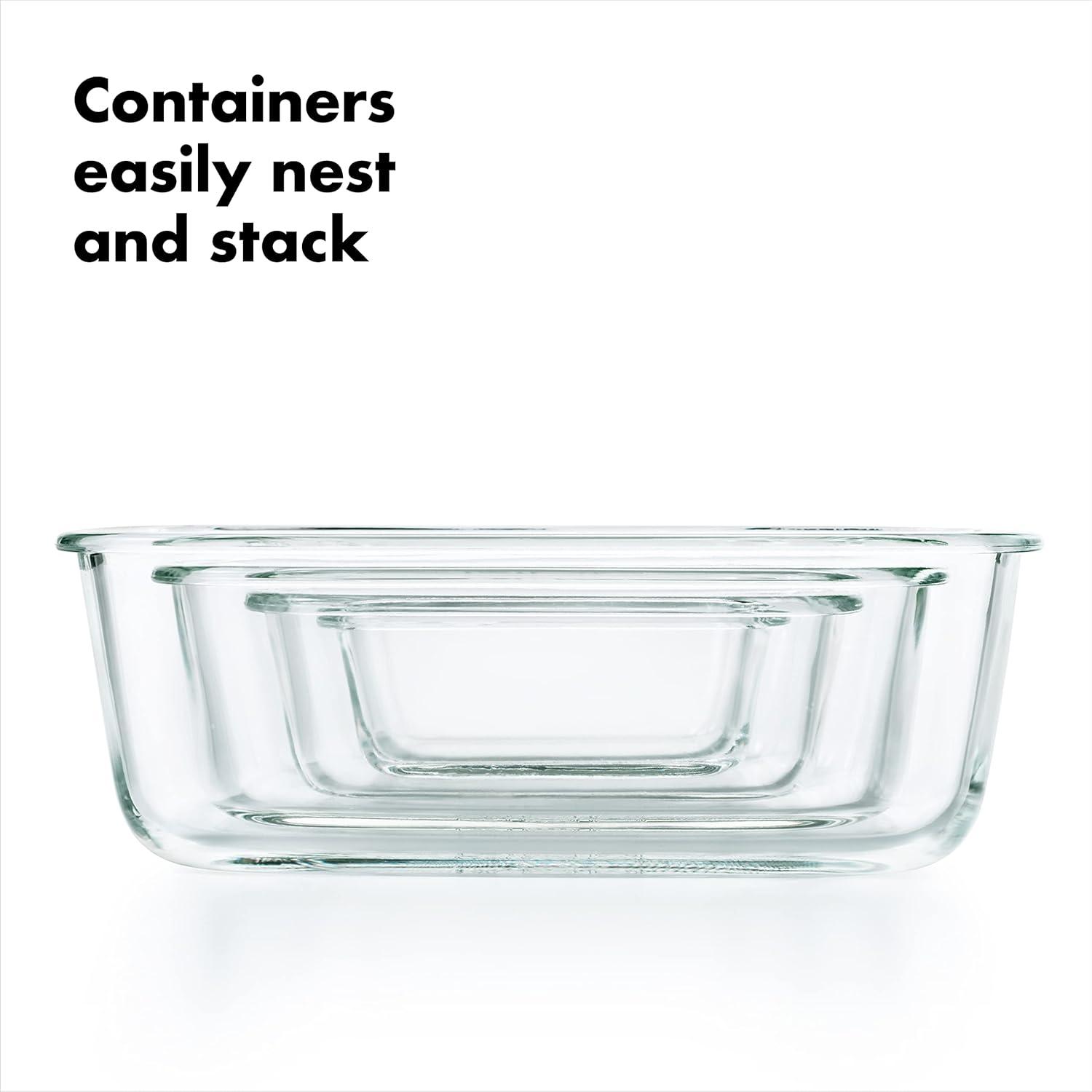 Clear Glass Rectangular Airtight Meal Prep Containers Set