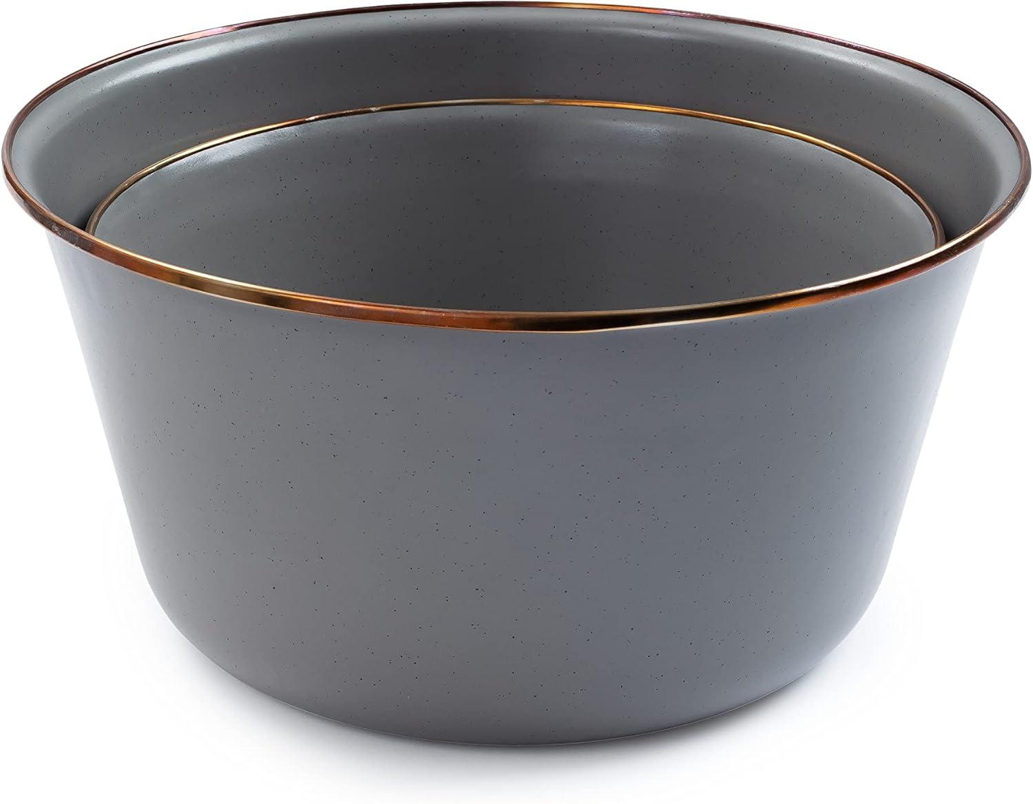 Barebones  Enamel Mixing Bowl Set, Slate Gray