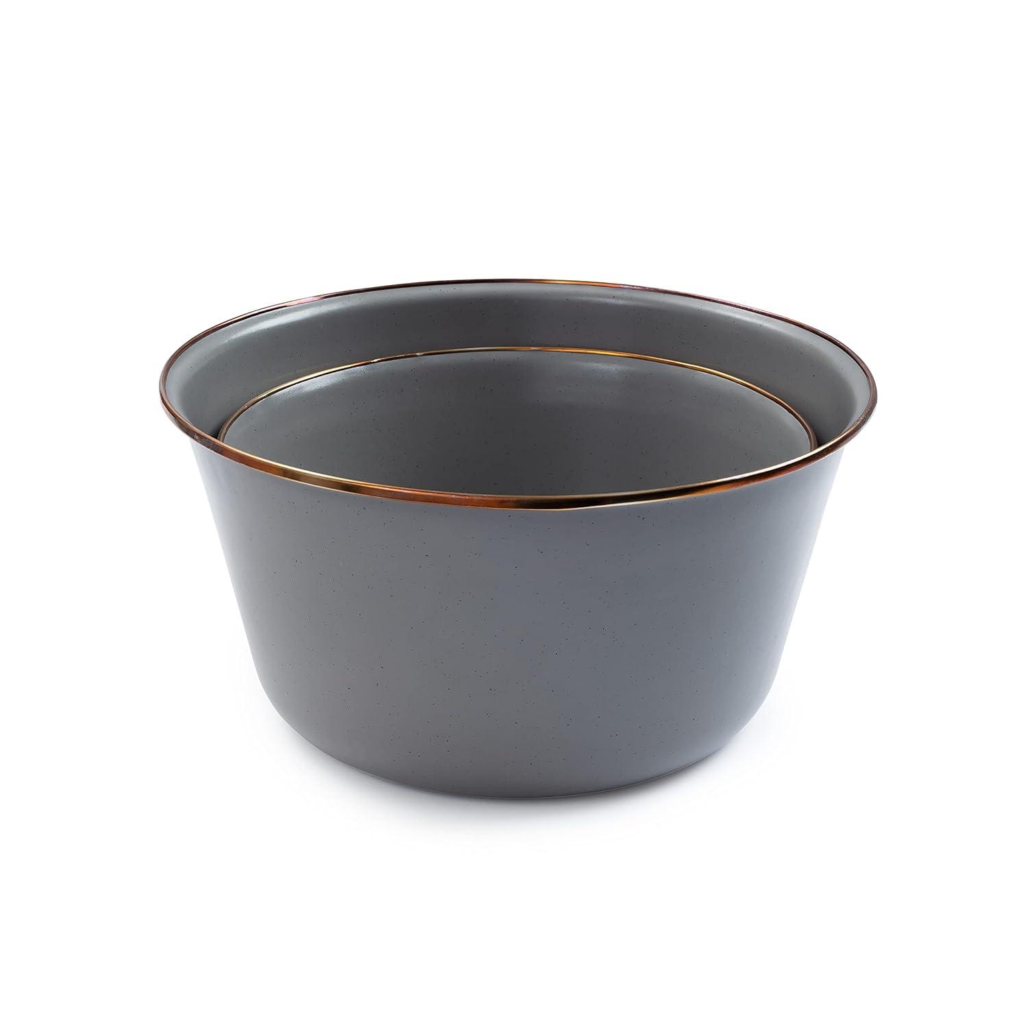 Barebones  Enamel Mixing Bowl Set, Slate Gray