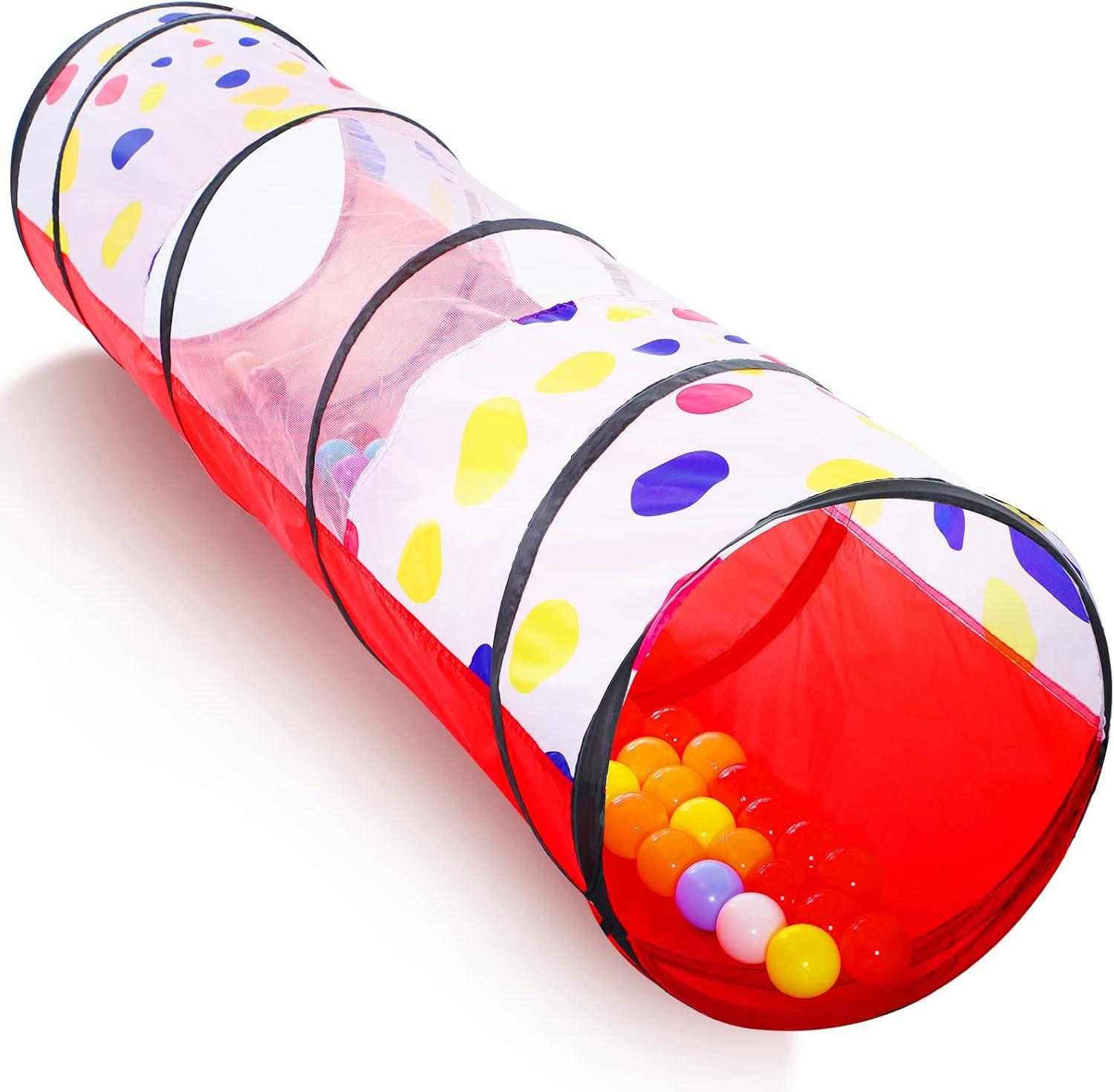 Colorful 6-Foot Pop-Up Kids Play Tunnel with Mesh Sides