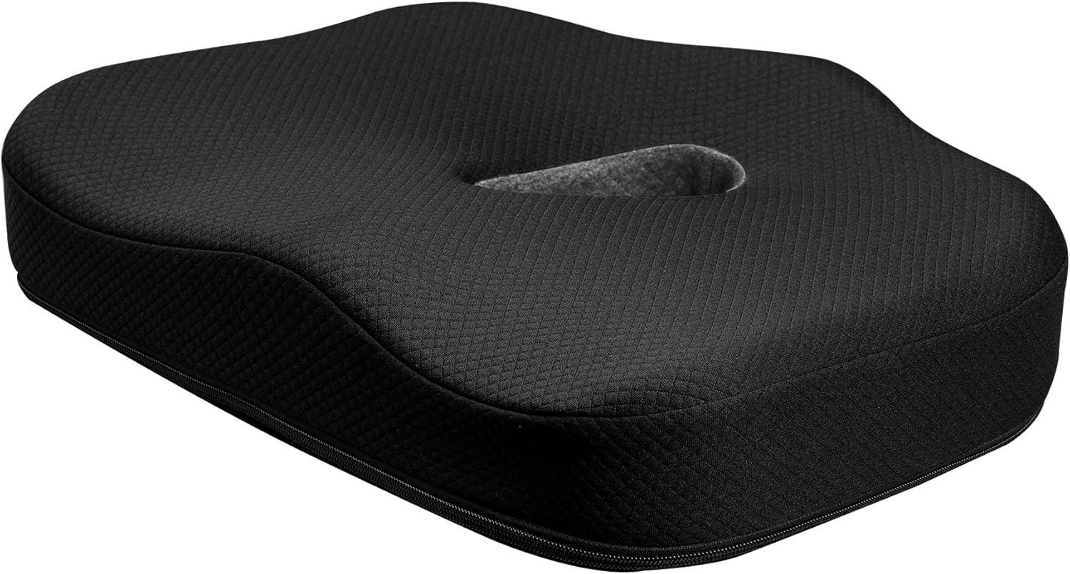 Type S Smoothing Premium Comfort Memory Foam Seat Cushion - Ergonomic Back Pain Relief for Coccyx Tailbone Sciatica Back Pain Relief for Office Chairs Gaming Chairs Car Seats Wheelchairs Chair Pad