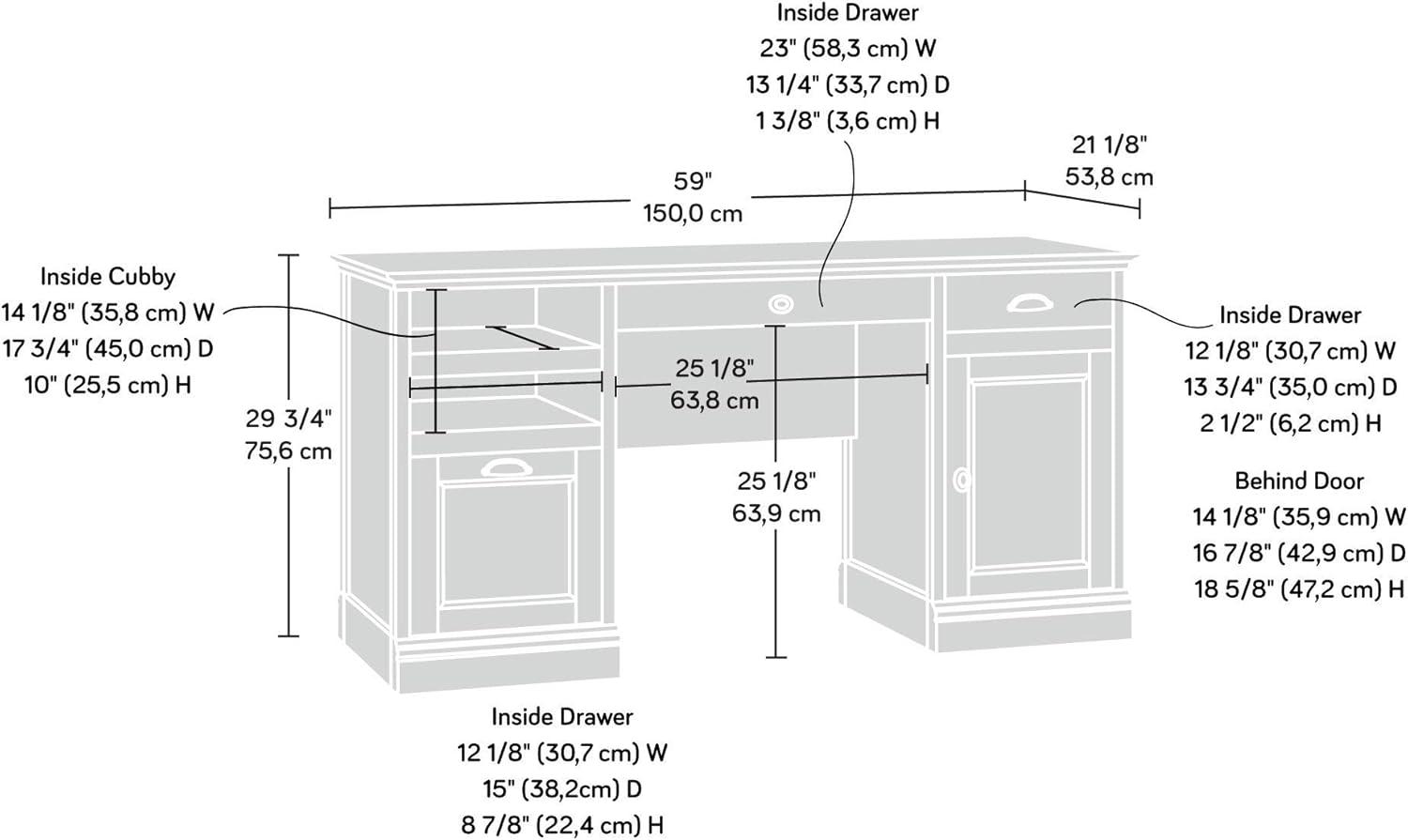 Sauder Barrister Lane Executive Desk, Iron Oak Finish