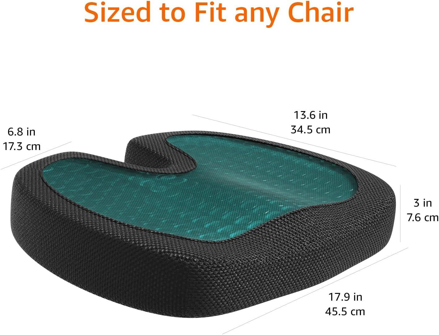 Black Gel Memory Foam Ergonomic Seat Cushion