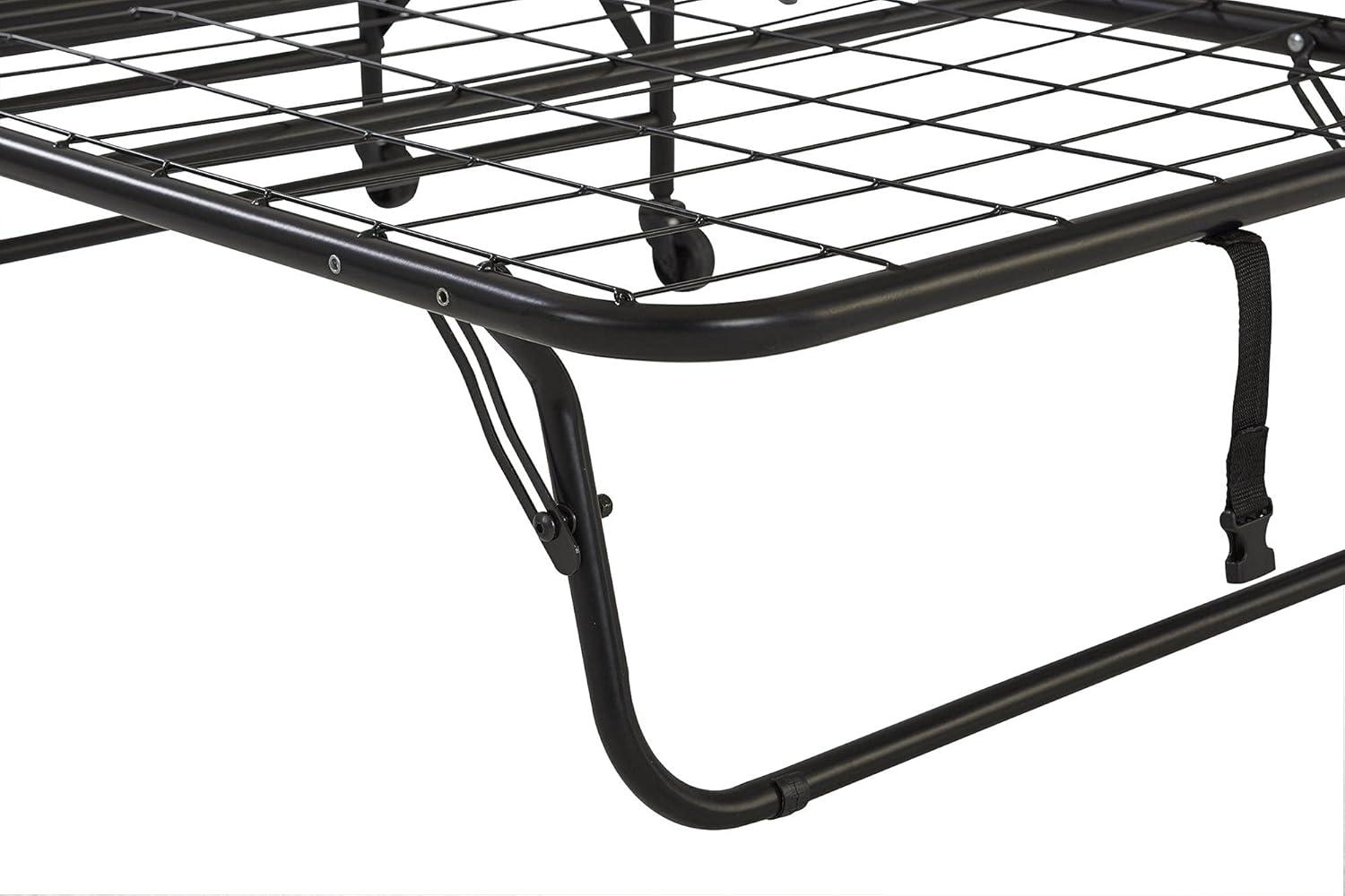 Twin Black Metal Frame Folding Guest Bed with Mattress