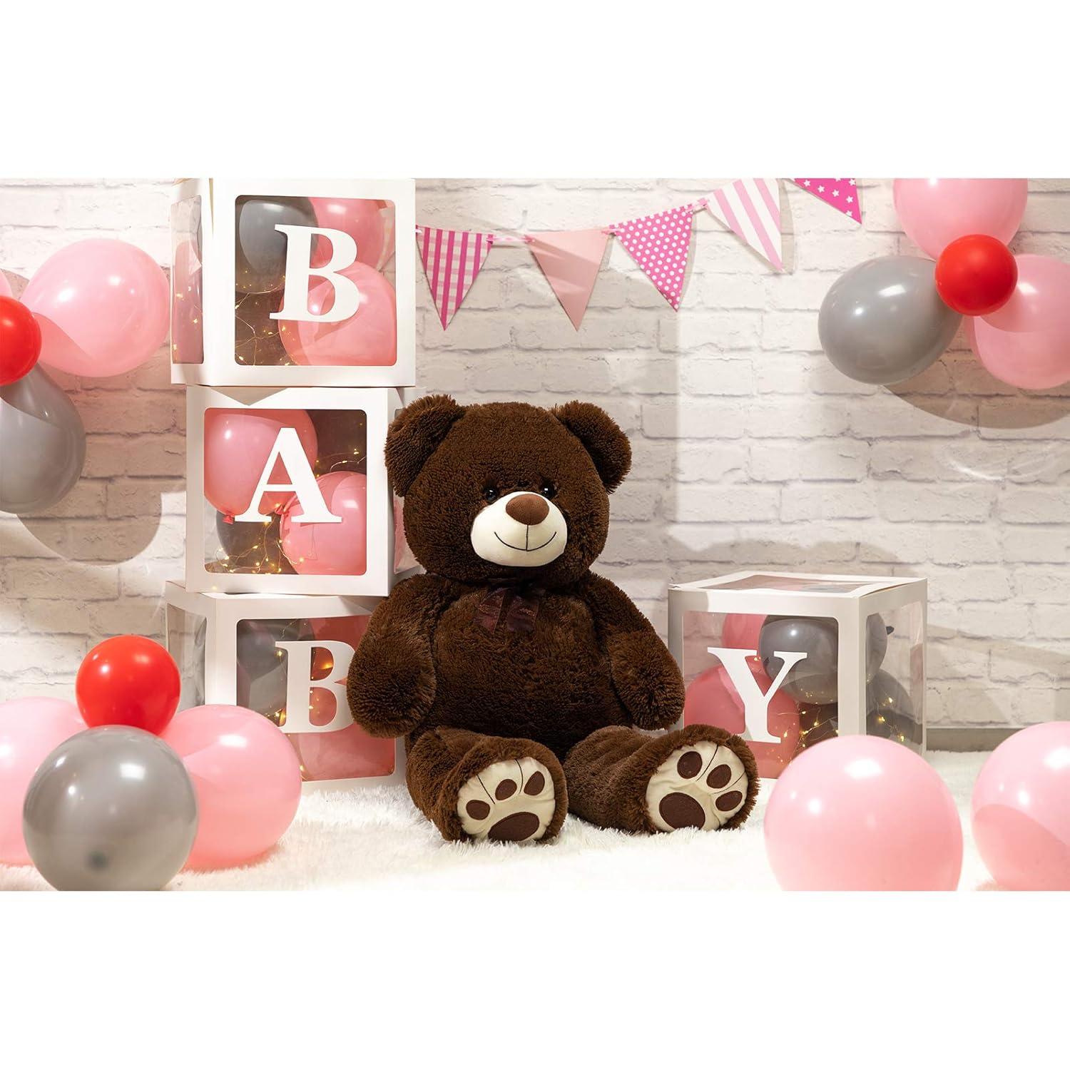 HollyHOME Teddy Bear Stuffed Animal Plush Giant Teddy Bears with Footprints Big Bear 36 inch Chocolate
