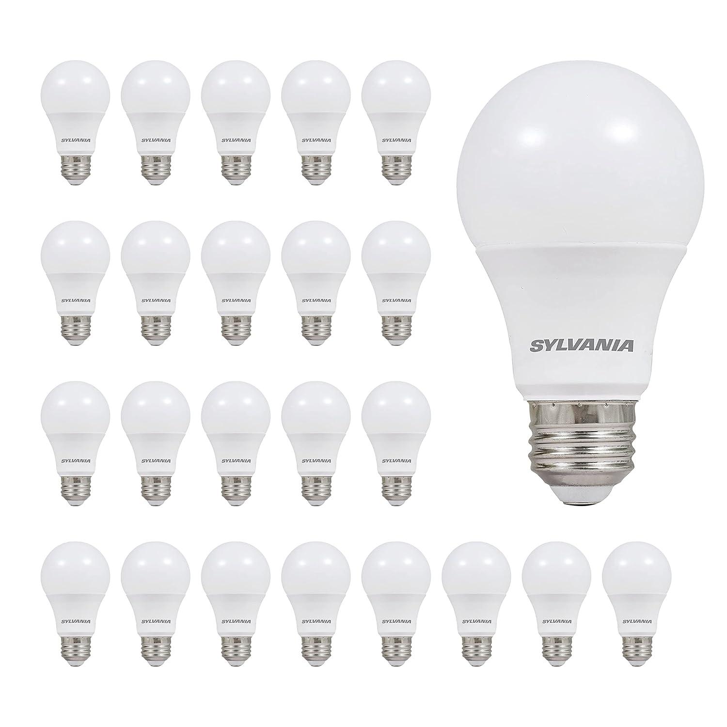 SYLVANIA LED A19 Light Bulb, 60W Equivalent, Efficient 8.5W, 10 Year, 2700K, 800 Lumens, Frosted, Soft White - 24 Pack (74765), Packaging may vary.