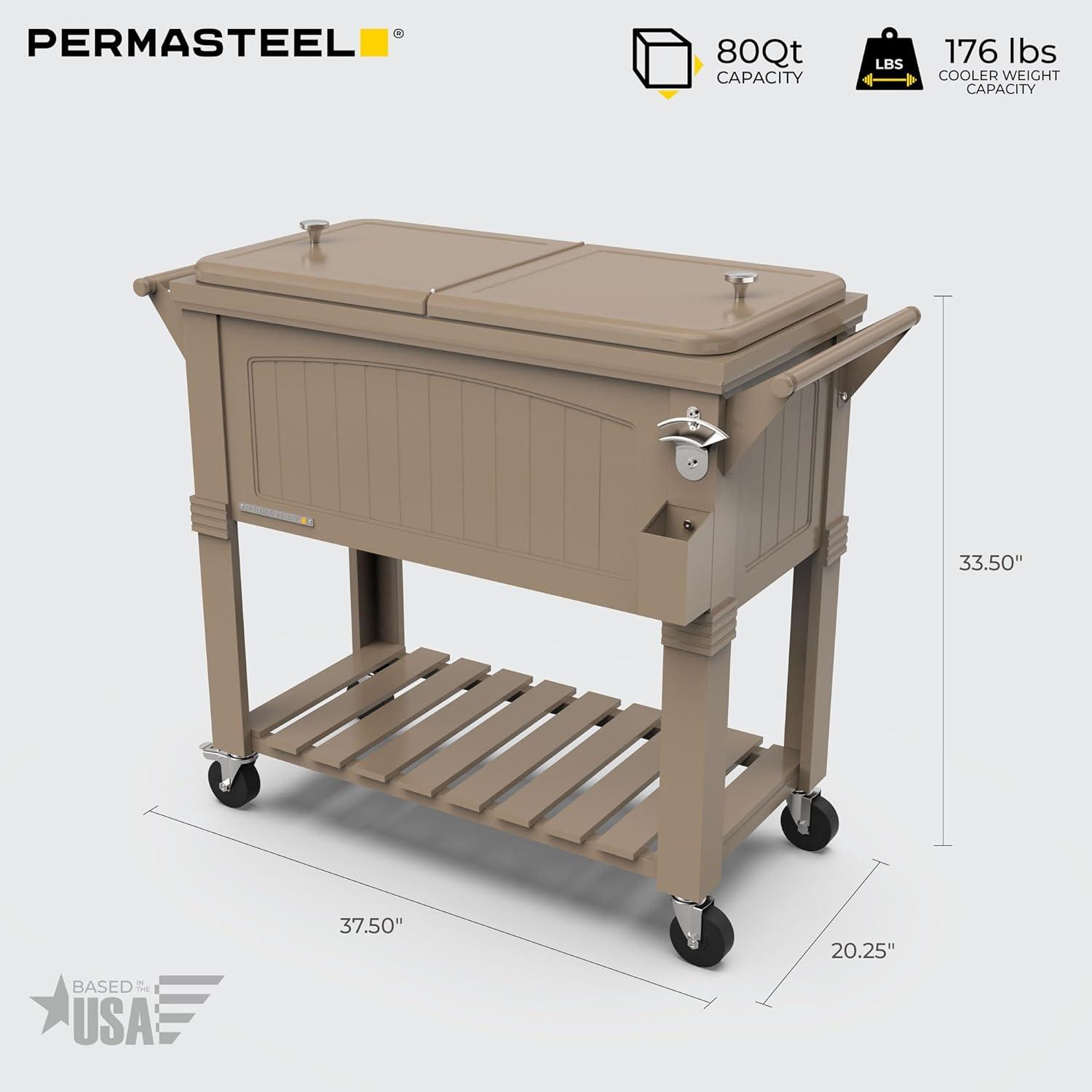 Permasteel 80 Qt. Furniture Style Rolling Patio Cooler