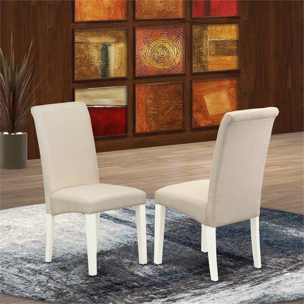 East West Furniture Barry 42" Wood Dining Chairs in White/Cream (Set of 2)