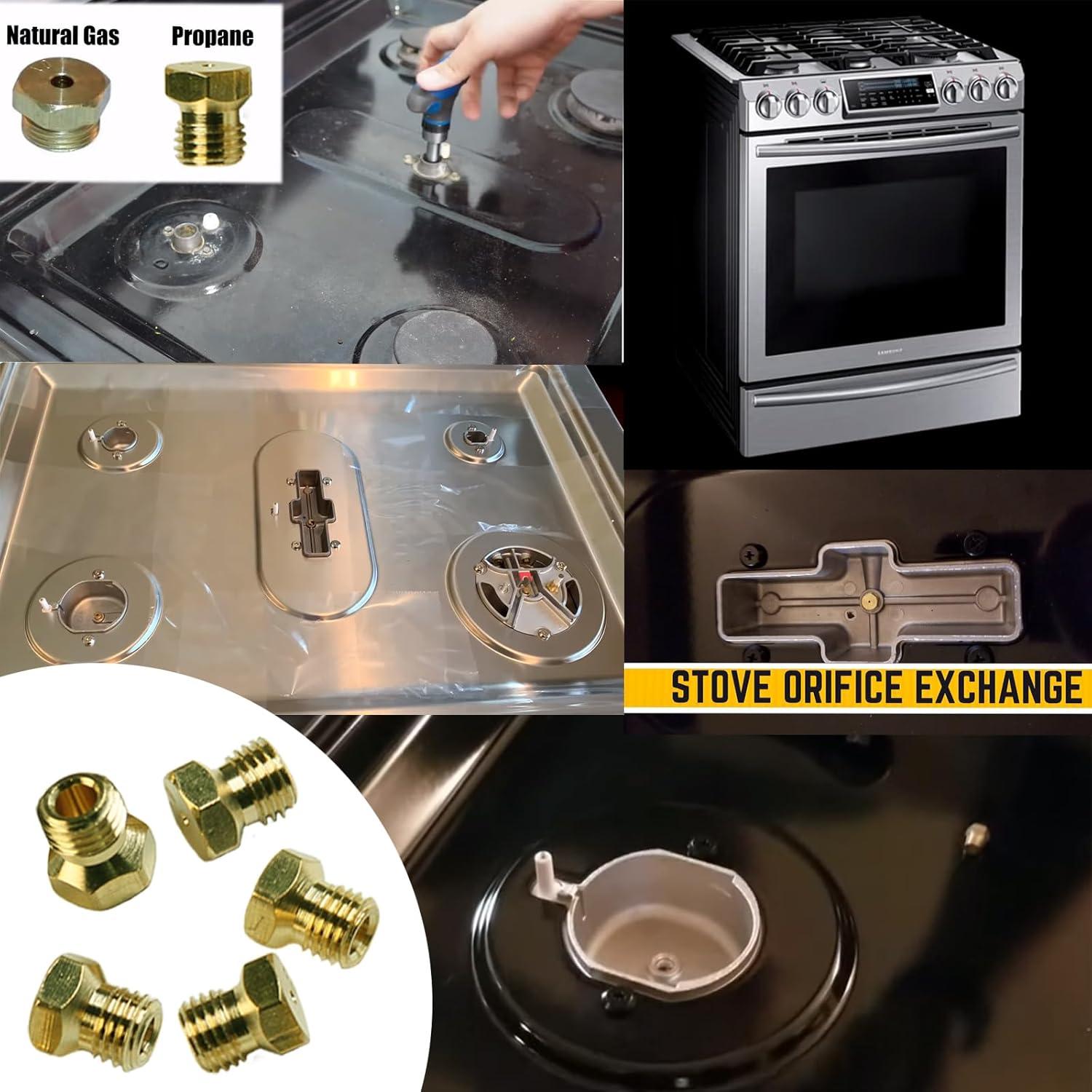 36Pcs Range Stove Oven Orifice Conversion Kit, Propane Lp Natural Gas Brass Jet Burner Nozzle Replacement Parts M6x0.75 mm Gas Spray Tip 0.3/0.4/0/7/0.8/0.9/1.0/1.1/1.2/1.5/1.7/1.9mm