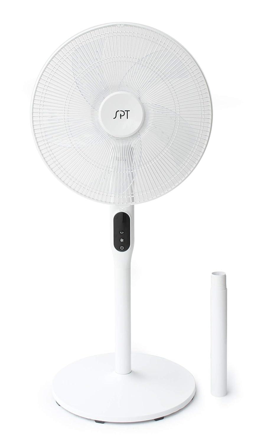 16" DC-Motor Energy Saving Stand Fan with Remote and timer-Piano White