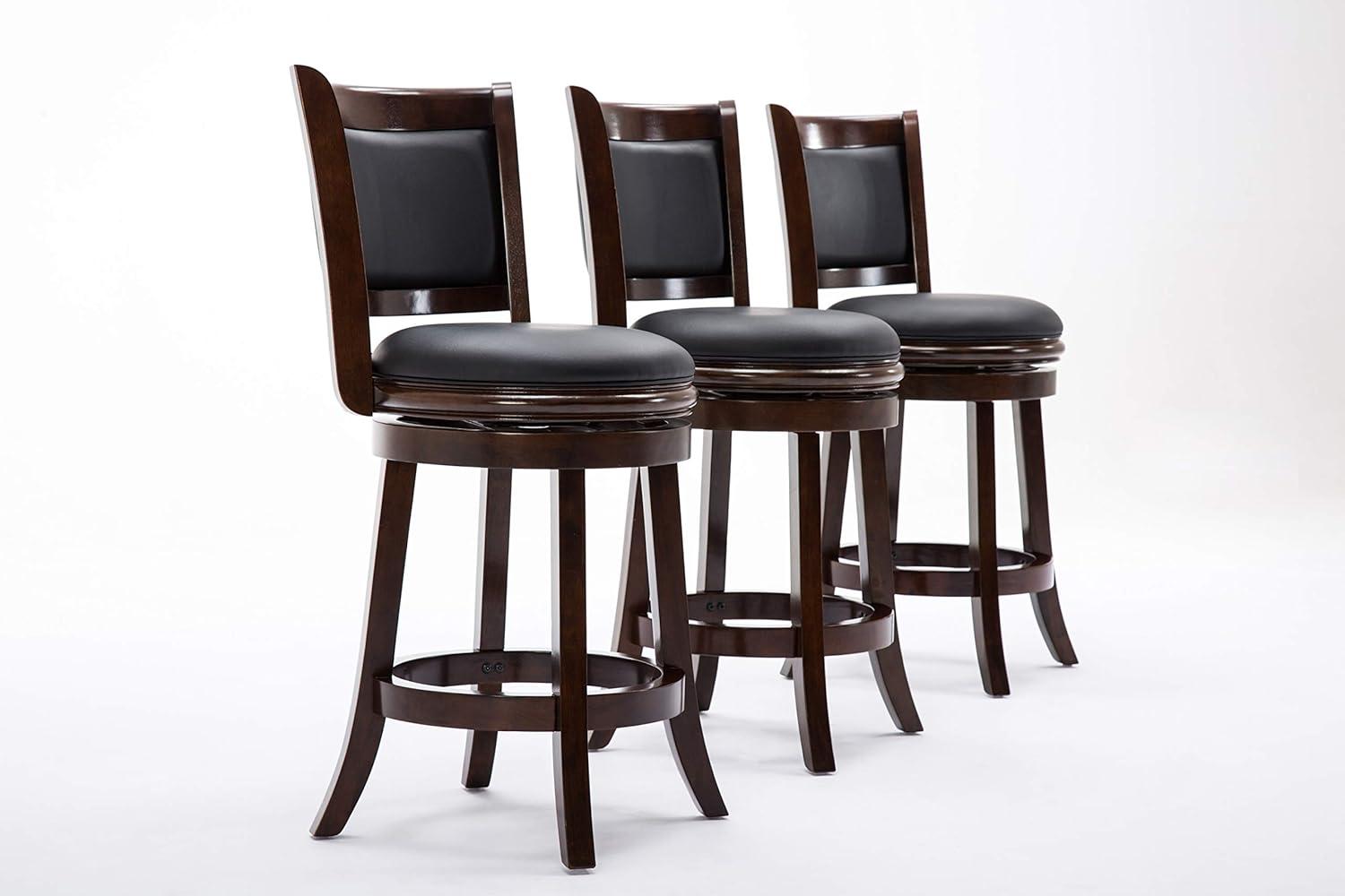 24" Augusta Swivel Counter Height Barstool Hardwood Cappuccino - Boraam: Round Seat, Footrest