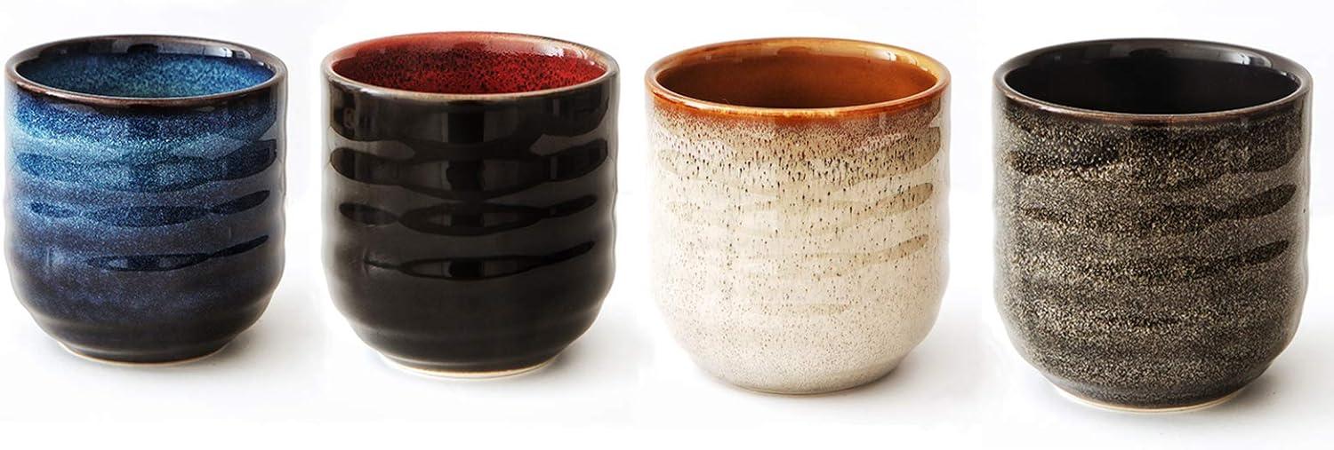 Japanese Style Ceramic Tea and Coffee Cup Set, 6.76 oz, Multicolor