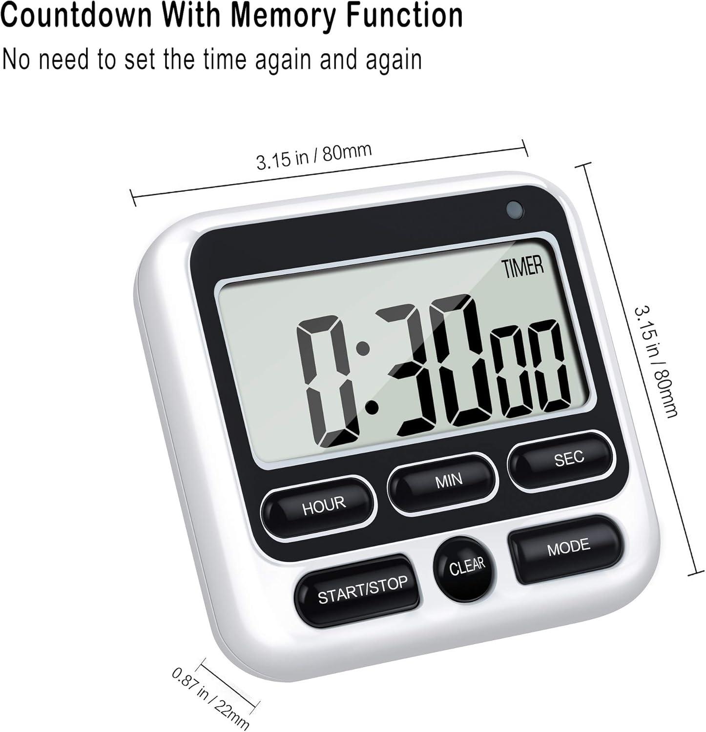 Digital Kitchen Timer, Magnetic Cooking Countdown Clock with Large LCD Display, Loud Alarm and Strong Magnetic Timer