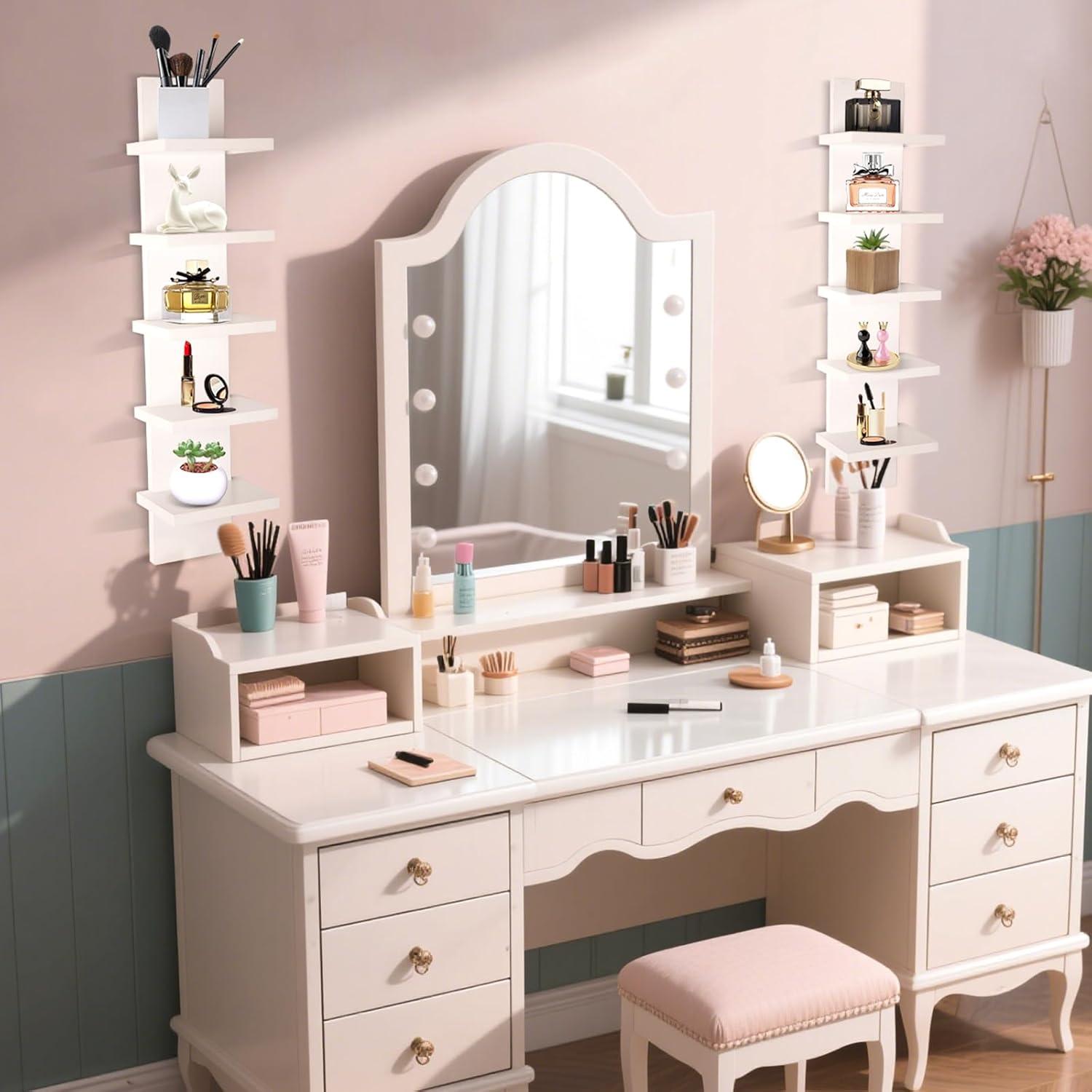 5 Tier Wall Shelf Unit, Brown Wall Shelf, Multifunctional Display Floating Shelf, Bedroom and Home Decor Organizer