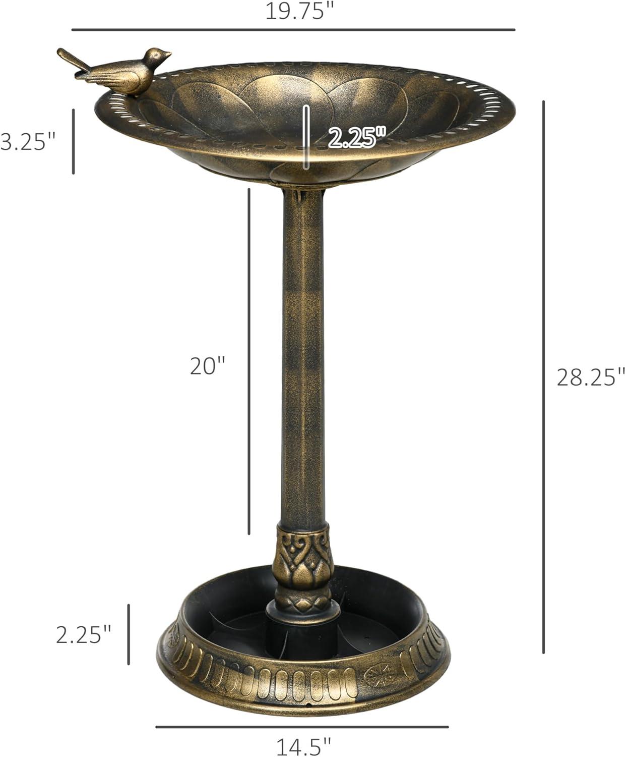 Antique Bronze Bird Bath with Pedestal and Planter Base