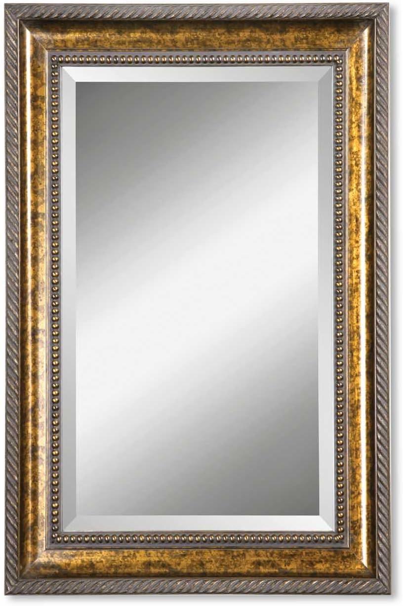 Sinatra Large Bronze and Gold Leaf Beveled Wall Mirror