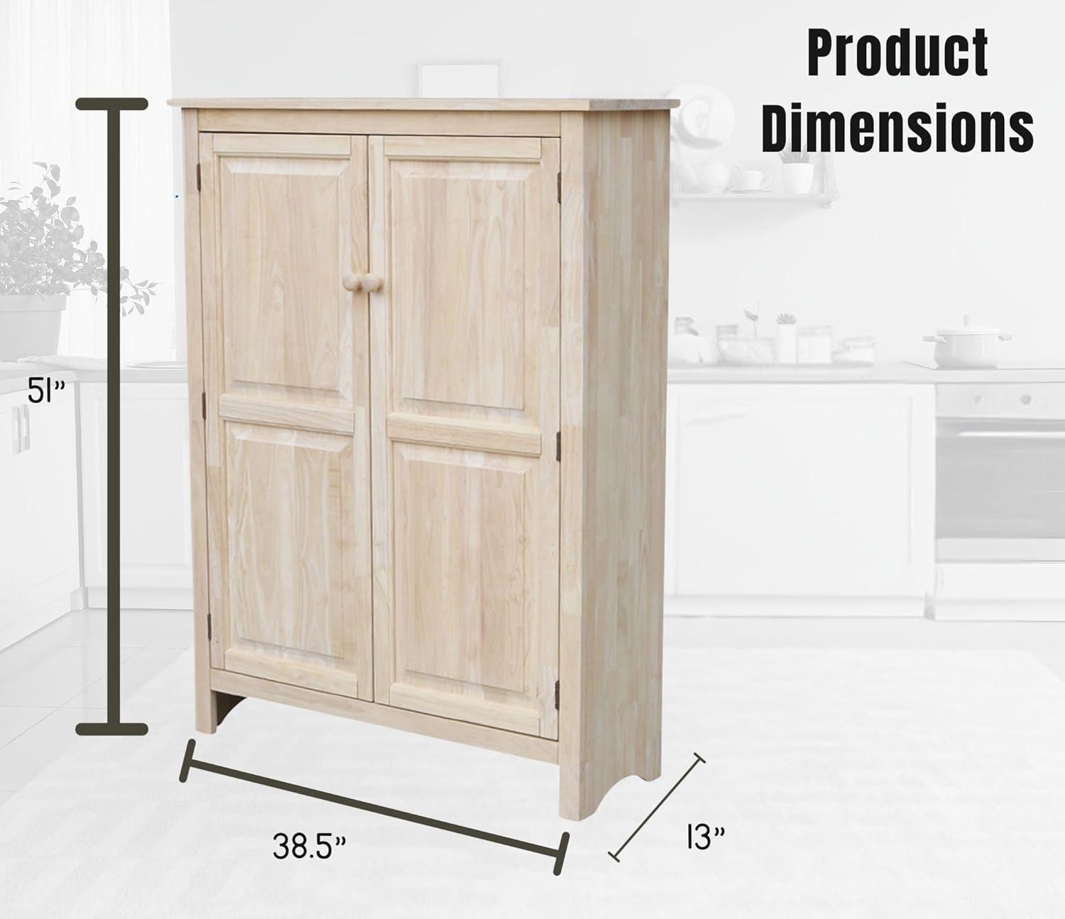 Eco-Friendly Parawood 53" Freestanding Jelly Cupboard with Adjustable Shelving