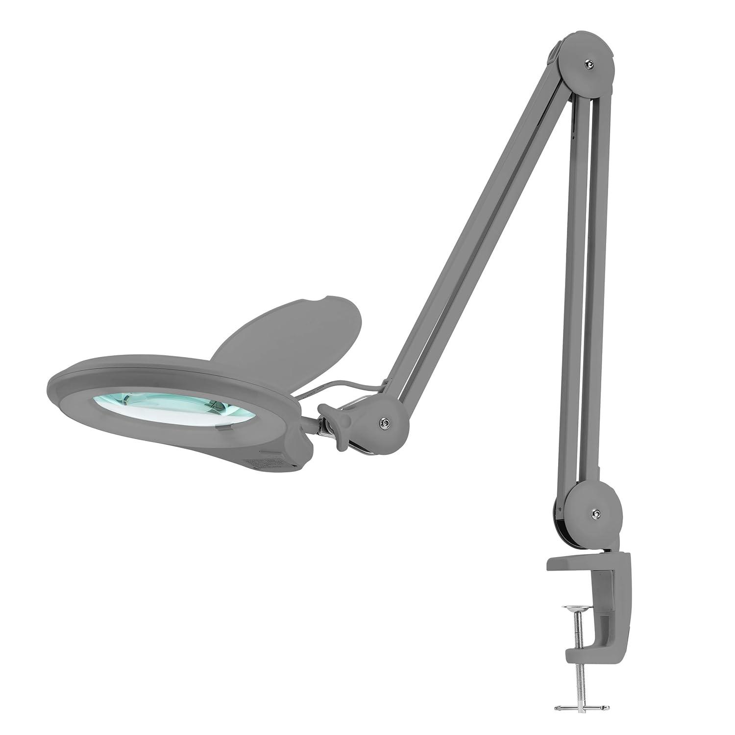 Neatfi (New Model Bifocals 1,200 Lumens Super LED Magnifying Lamp with Clamp, Dimmable, 60 Pcs SMD LED, 5 Inches Diameter Lens, Adjustable Arm (5 Diopter + 20 Diopter, White)