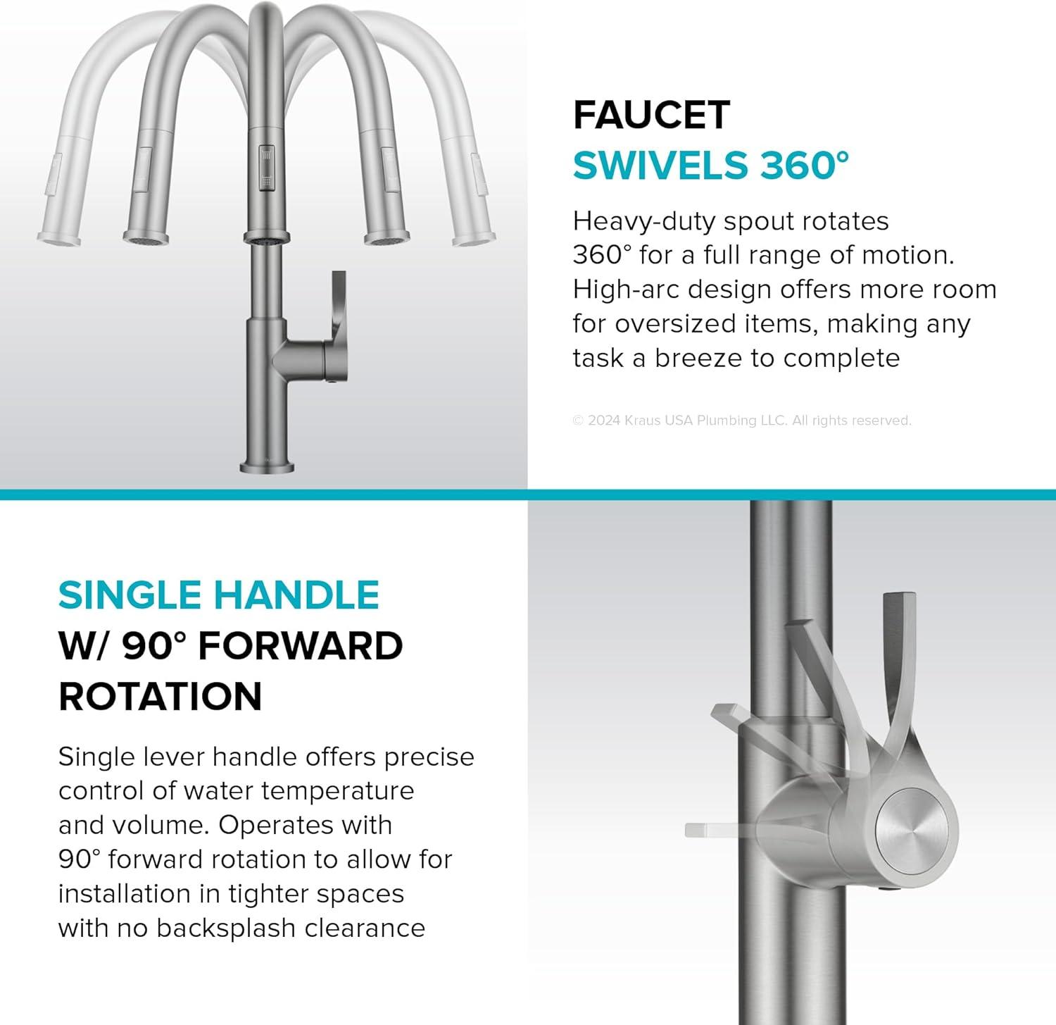 Kraus Torak 2-Function Single Handle Pull Down Kitchen Faucet