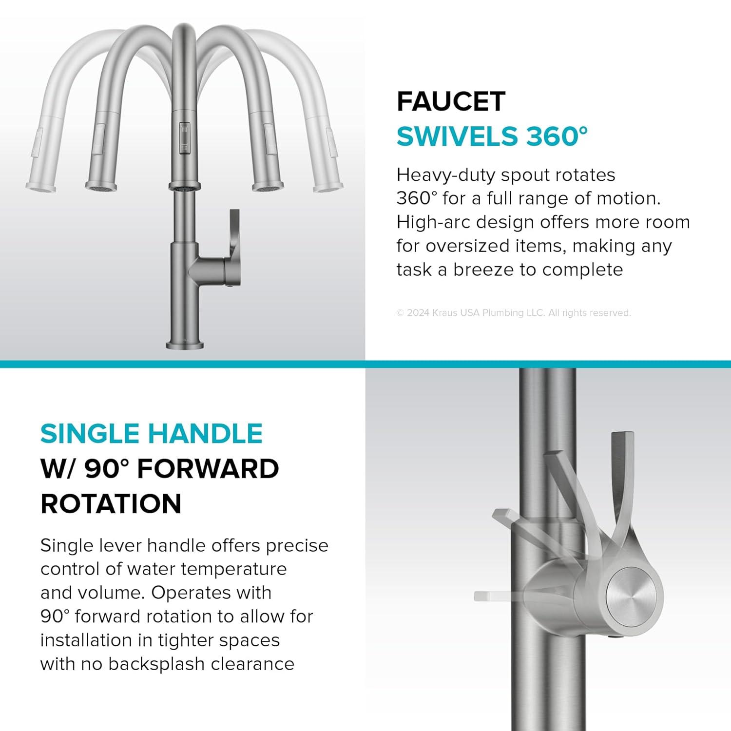 Kraus Torak 2-Function Single Handle Pull Down Kitchen Faucet
