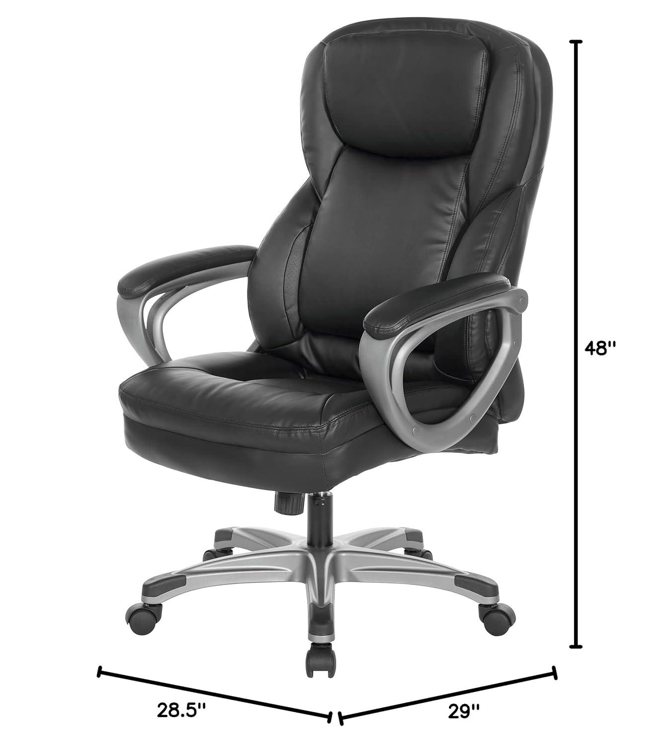 Executive Black Bonded Leather Chair with Titanium Coated Nylon Base