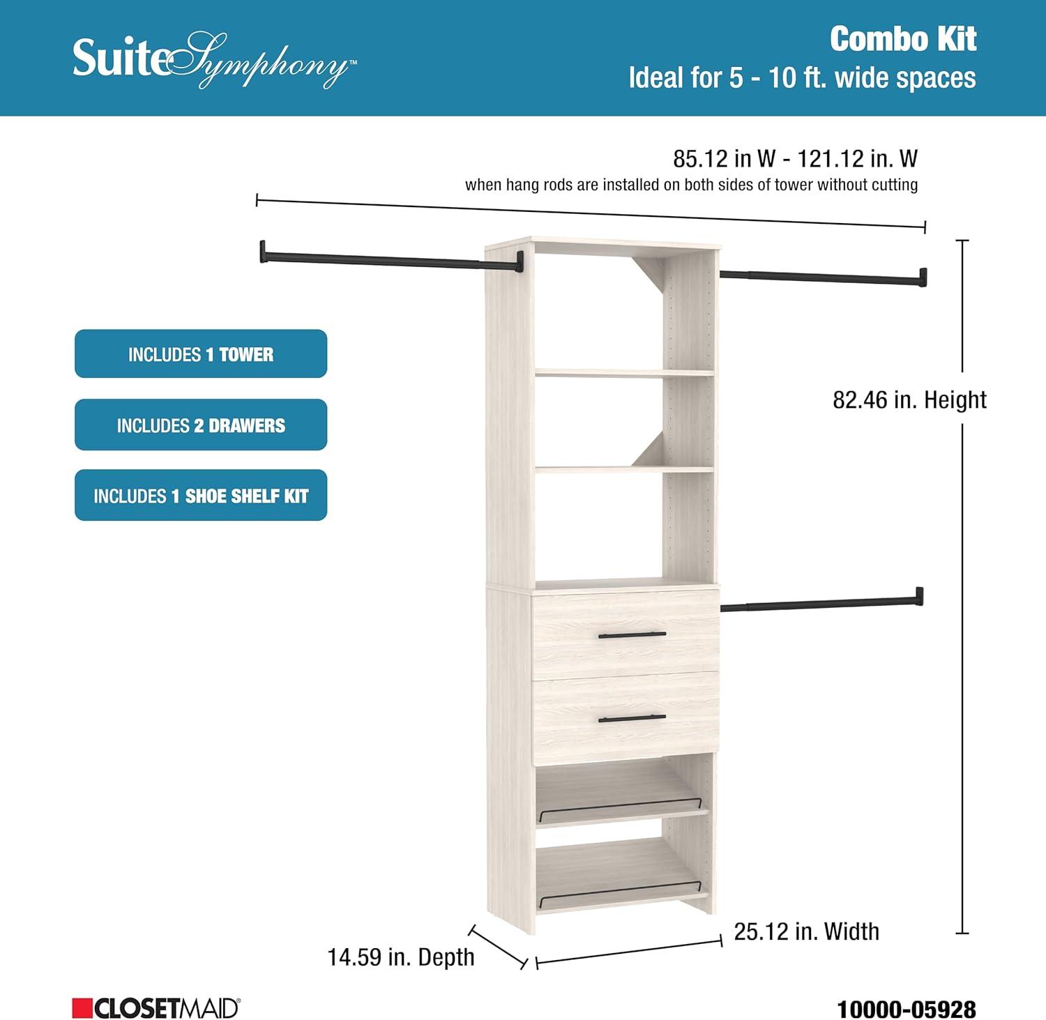ClosetMaid SuiteSymphony 84" W -120" W Closet System Kit with Drawers and Shoe Shelves