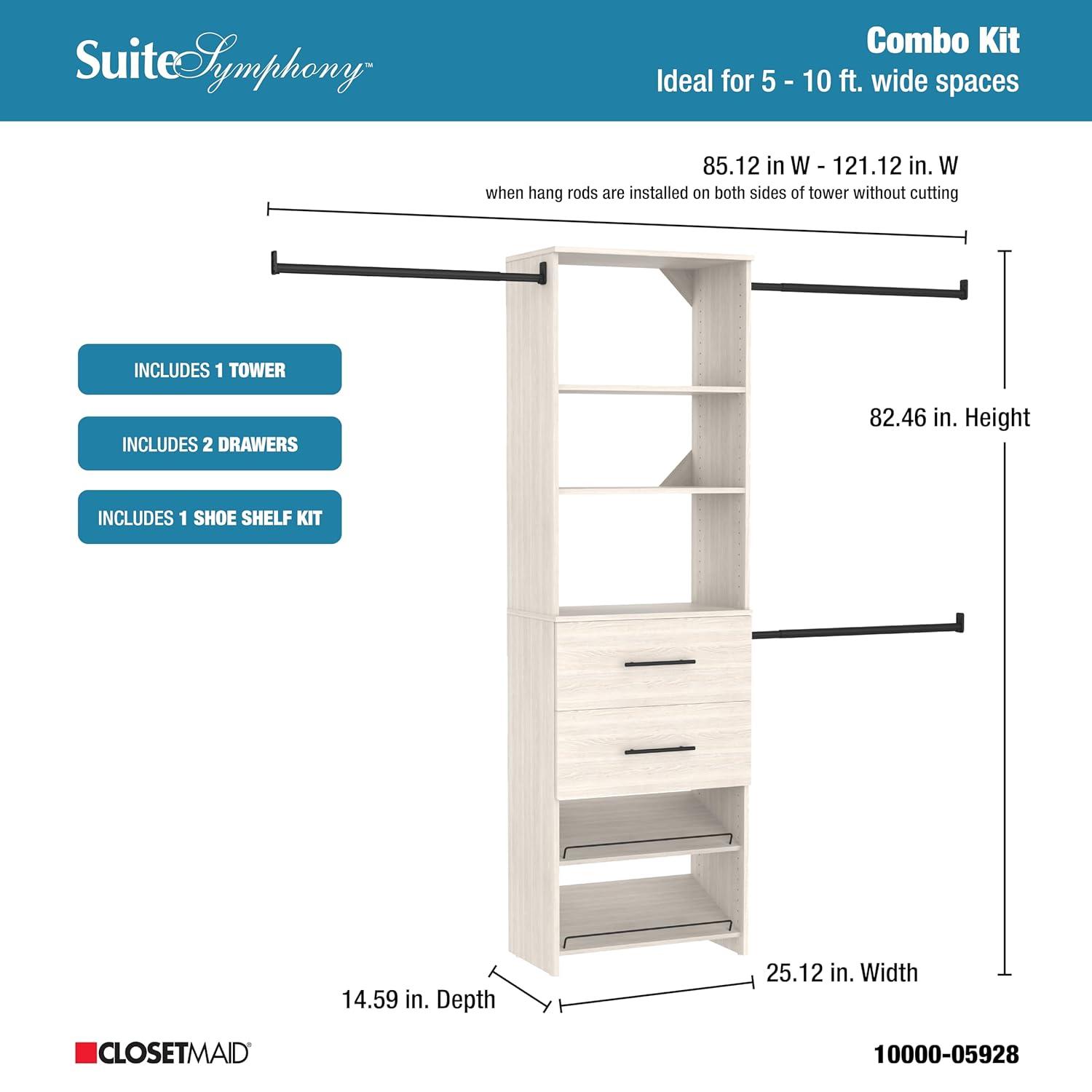 ClosetMaid SuiteSymphony 84" W -120" W Closet System Kit with Drawers and Shoe Shelves