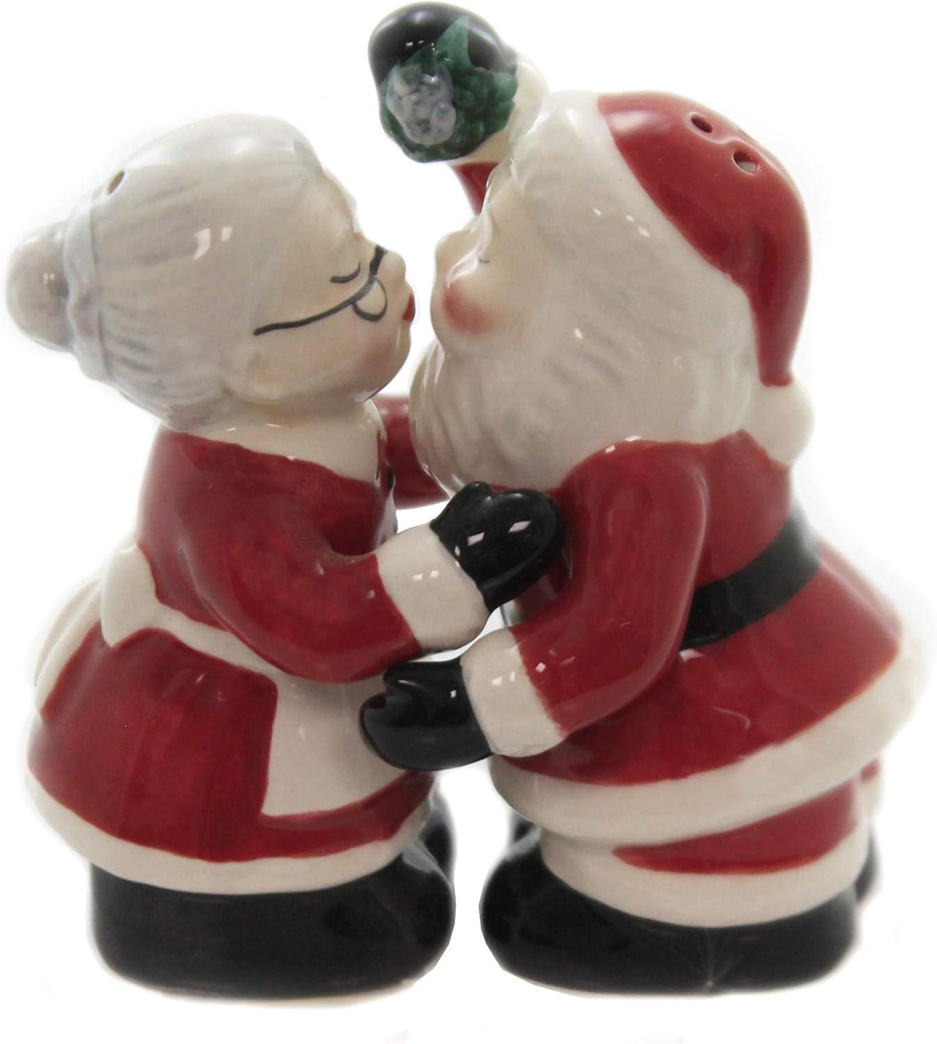 Cosmos Gifts Kissing Santa Couple Salt and Pepper