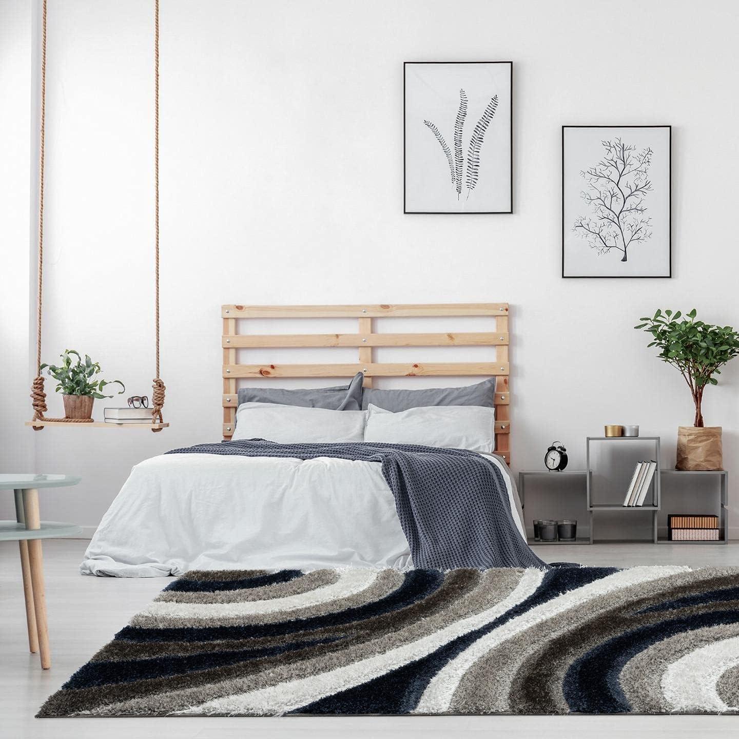 Luxe Weavers Modern Shag Geometric Area Rug, Turquoise 5x7