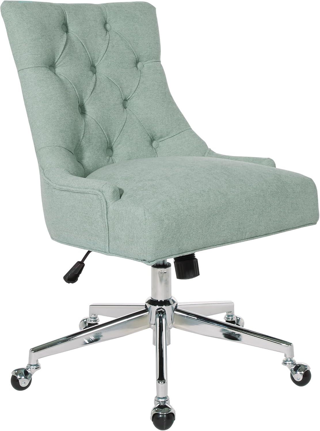 Amelia Office Chair Mint - OSP Home Furnishings: Ergonomic, Swivel, Chrome-Plated Frame, Adjustable Height
